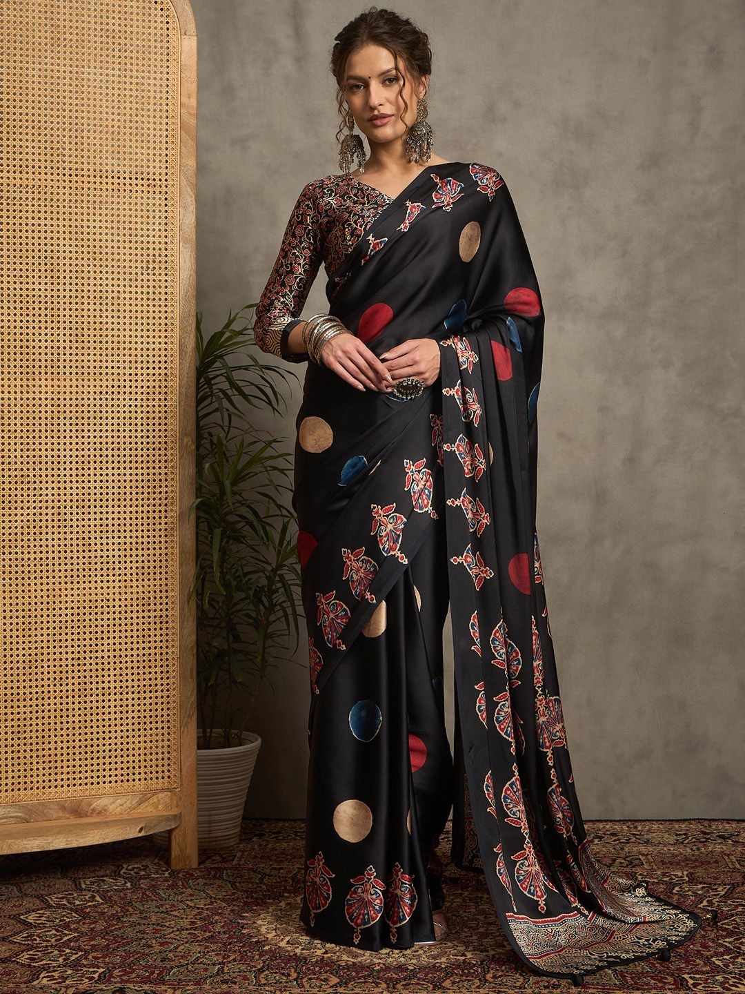 

Anouk Printed Saree, Black