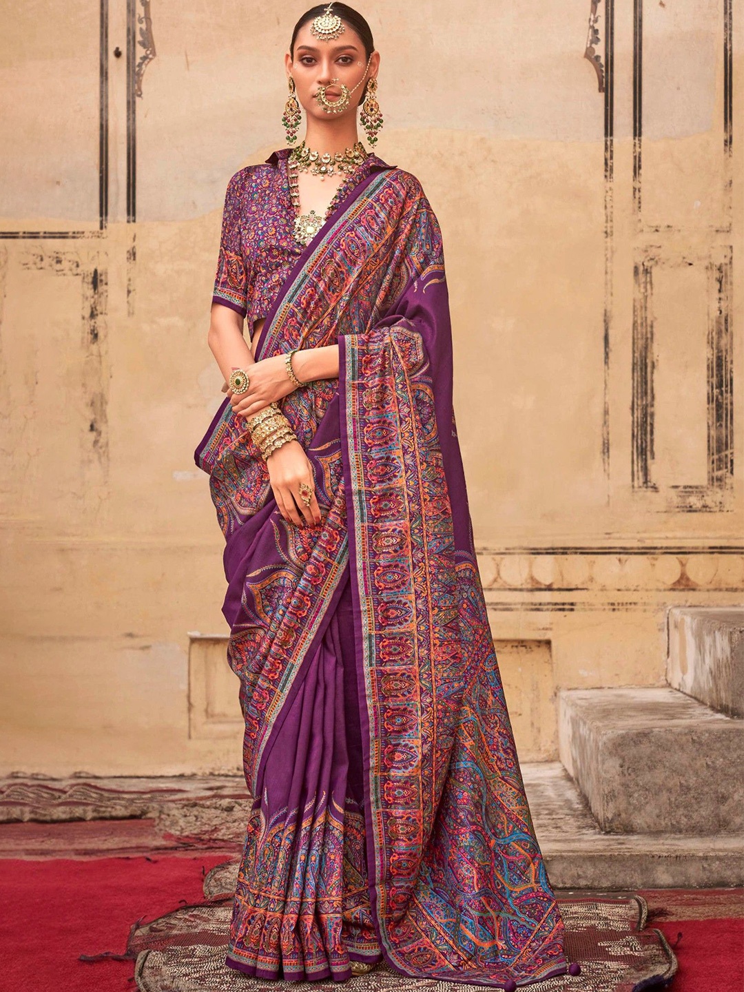 

MySilkLove Old Mauve Purple Printed Jamawar Saree