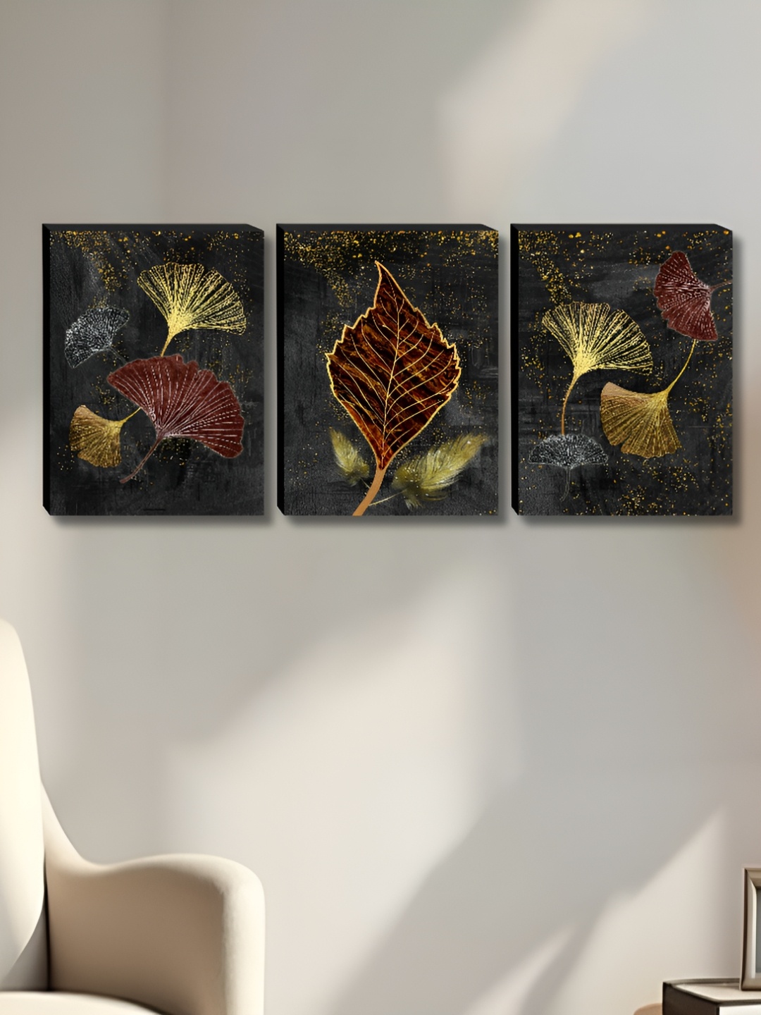 

Myntra Elegant Homes Grey & Red 3 Pcs Leaf Floral & Botanical Synthetic Wood Wall Art