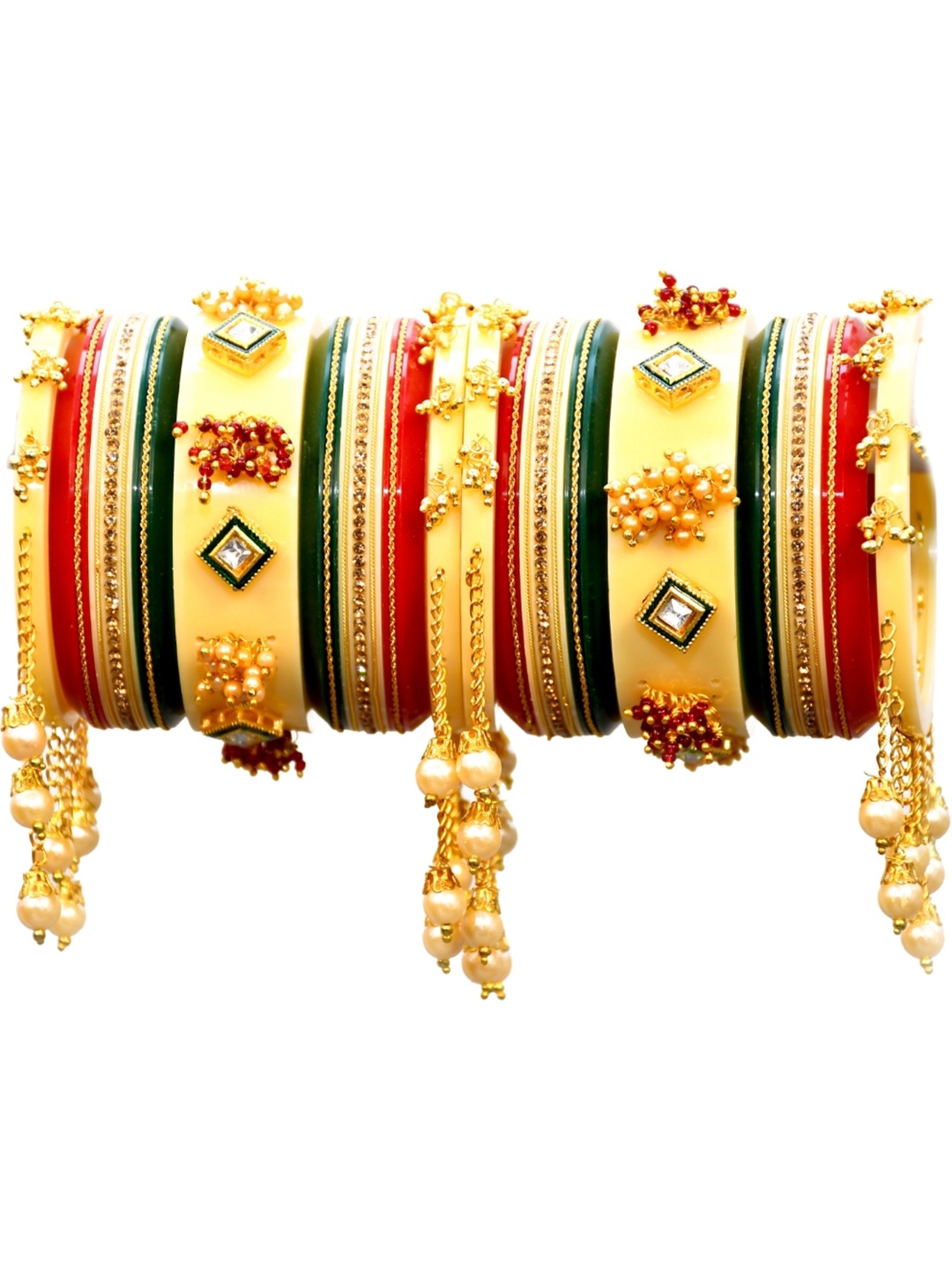 

Zindura Set Of 2 Gold-Plated Pearl Beaded Chuda Bangle