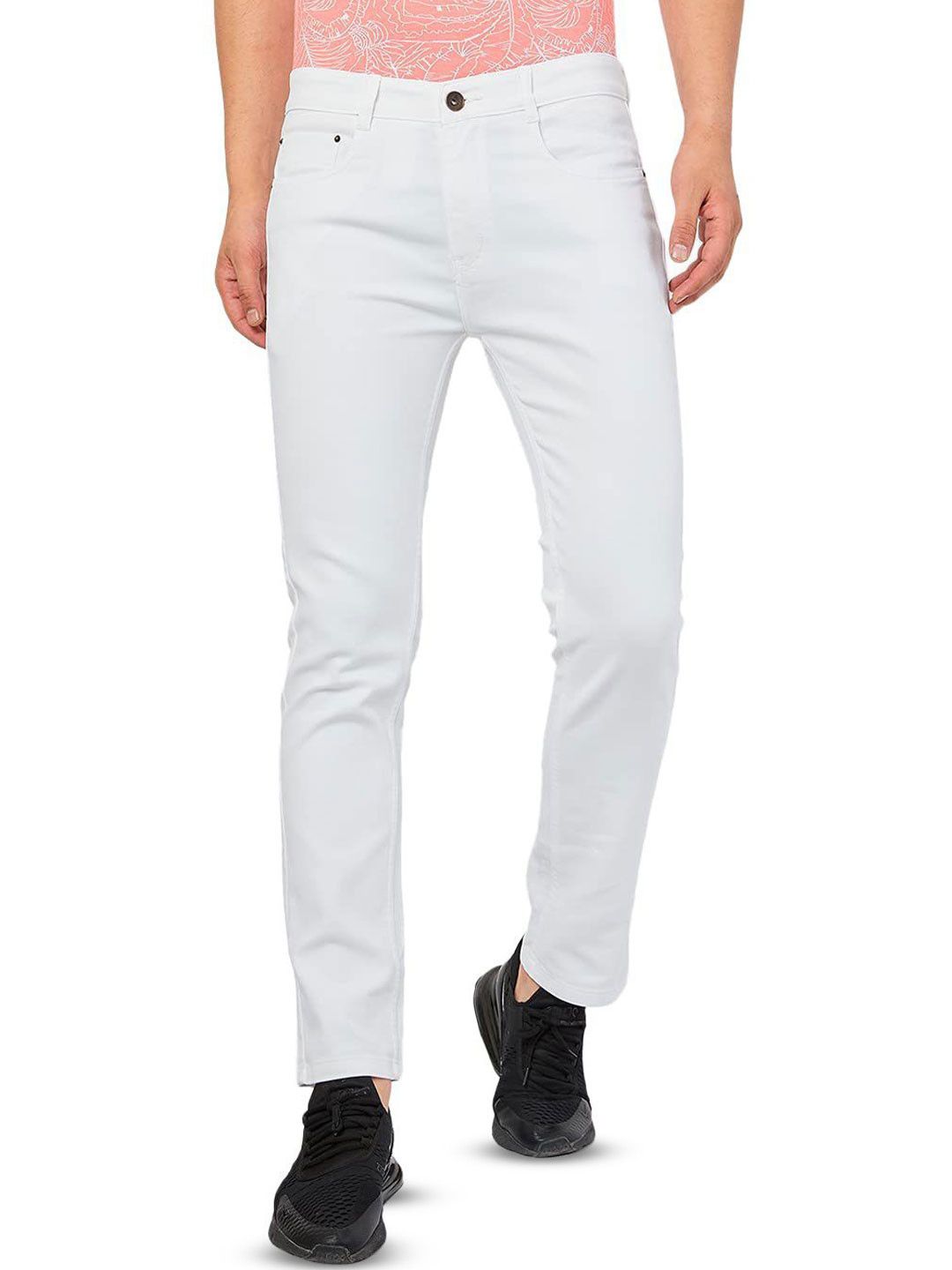 

COMFITS Men Classic Mid-Rise Regular Fit Cotton Jeans, White