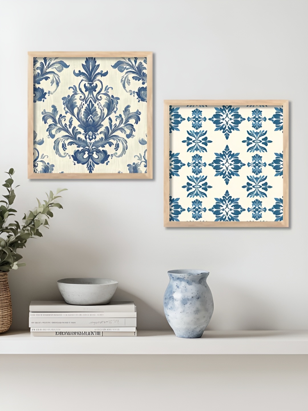 

Kotart Brown & Blue 2 Piece 2 Pieces Traditional Floral Wood Wall Art
