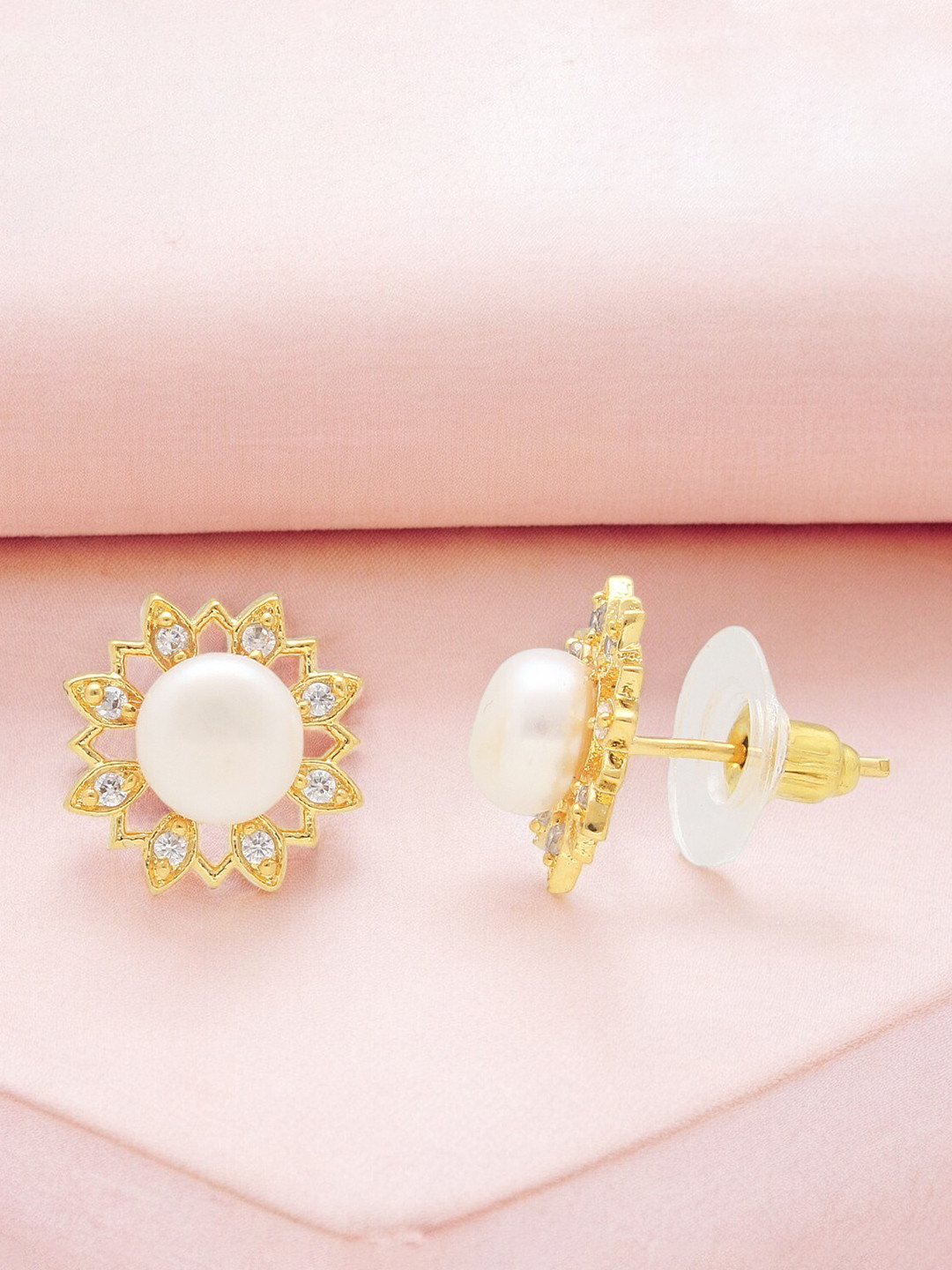 

Sri Jagdamba Pearls Dealer Gold Plated Cubic Zirconia Studded Studs