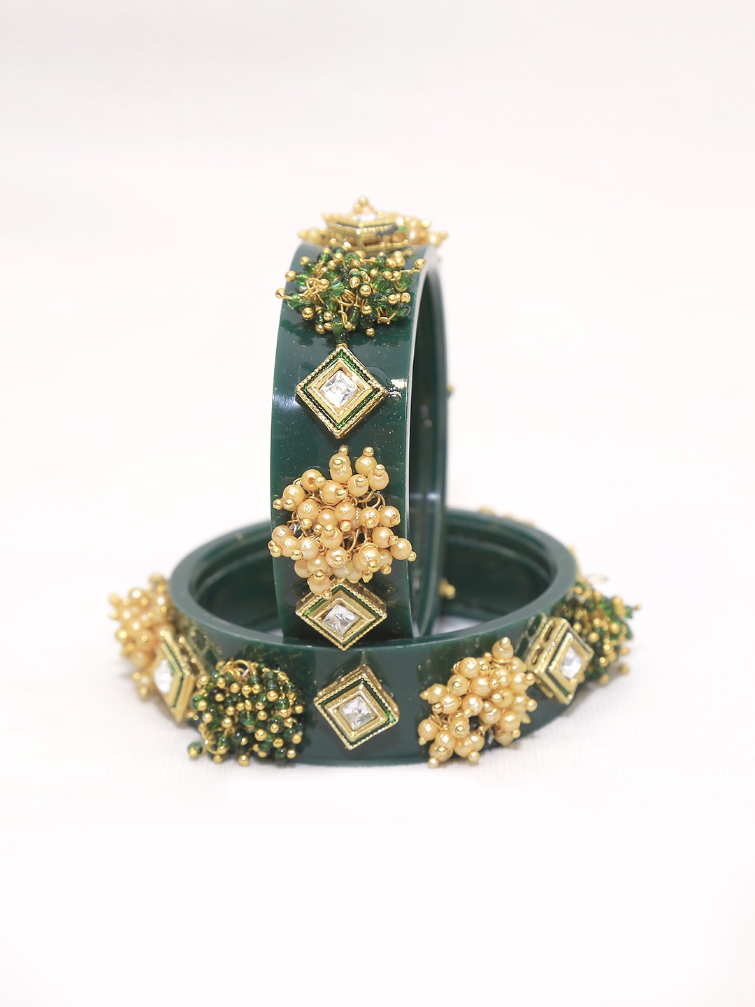 

Zindura Set Of 2 Gold Plated Pearls Chudas Bangles