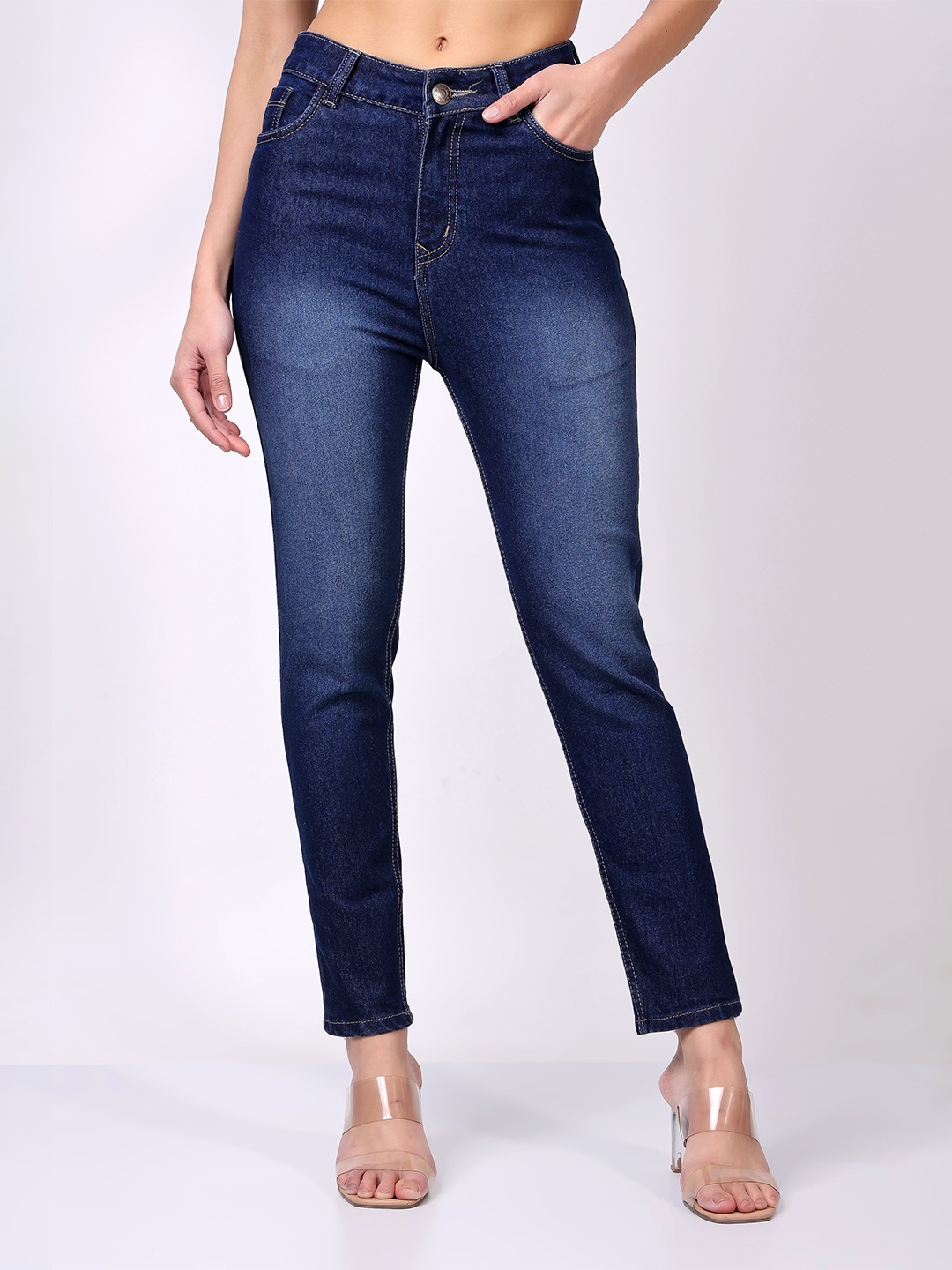

London Hills Women Slim Fit High-Rise Light Fade Stretchable Jeans, Blue