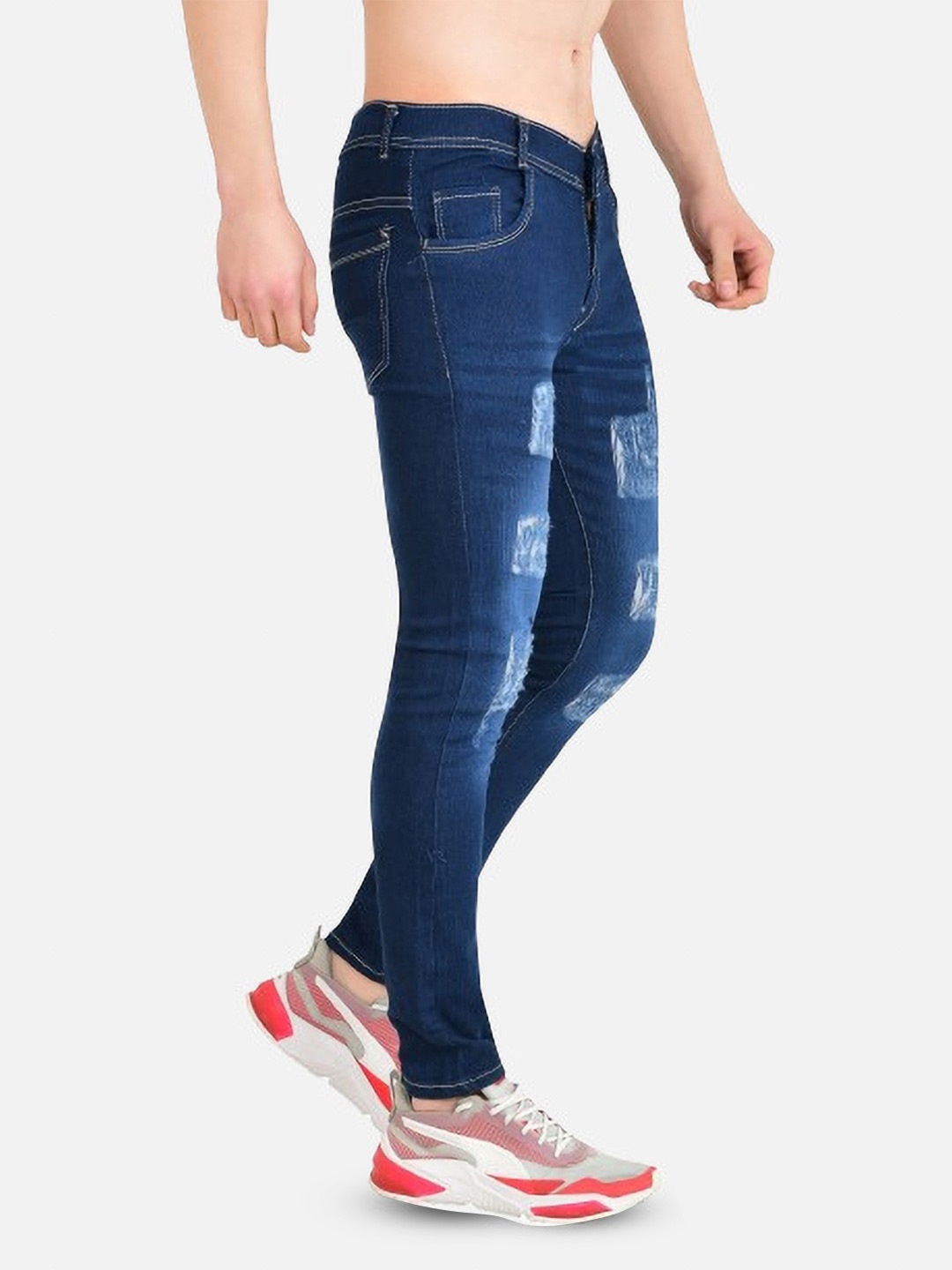 

COMFITS Men Classic Mid-Rise Highly Distressed Stretchable Jeans, Blue