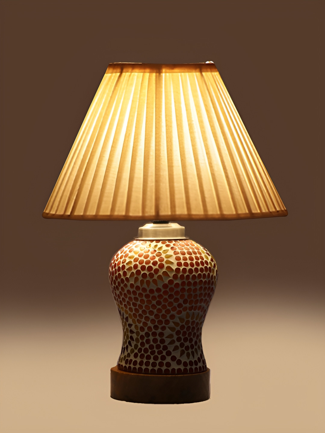 

Devansh Off White Printed Wood Frustum Shaped Table Lamp