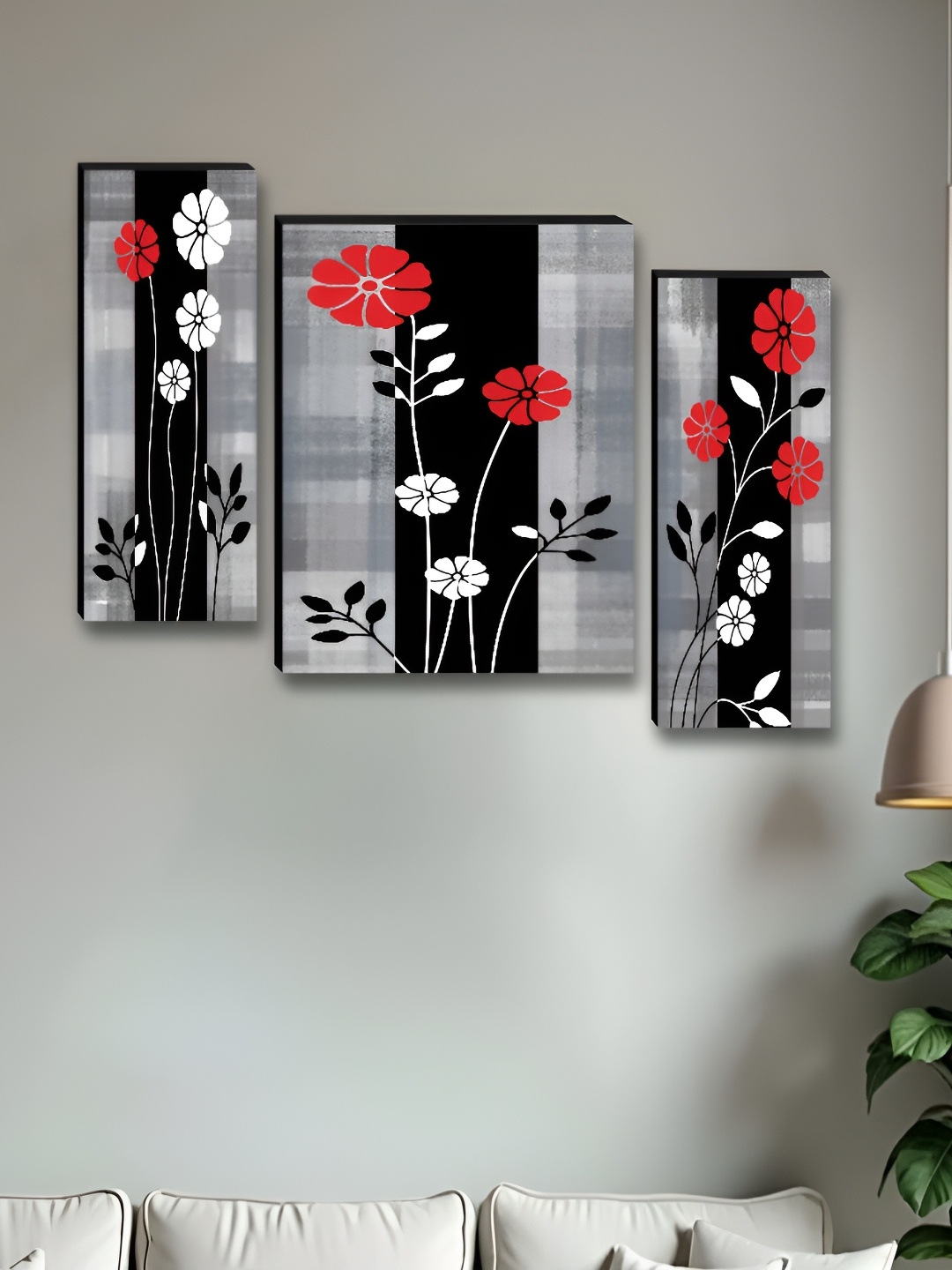 

Myntra Elegant Homes Grey & White 3 Pieces Floral And Botanical Wall Arts