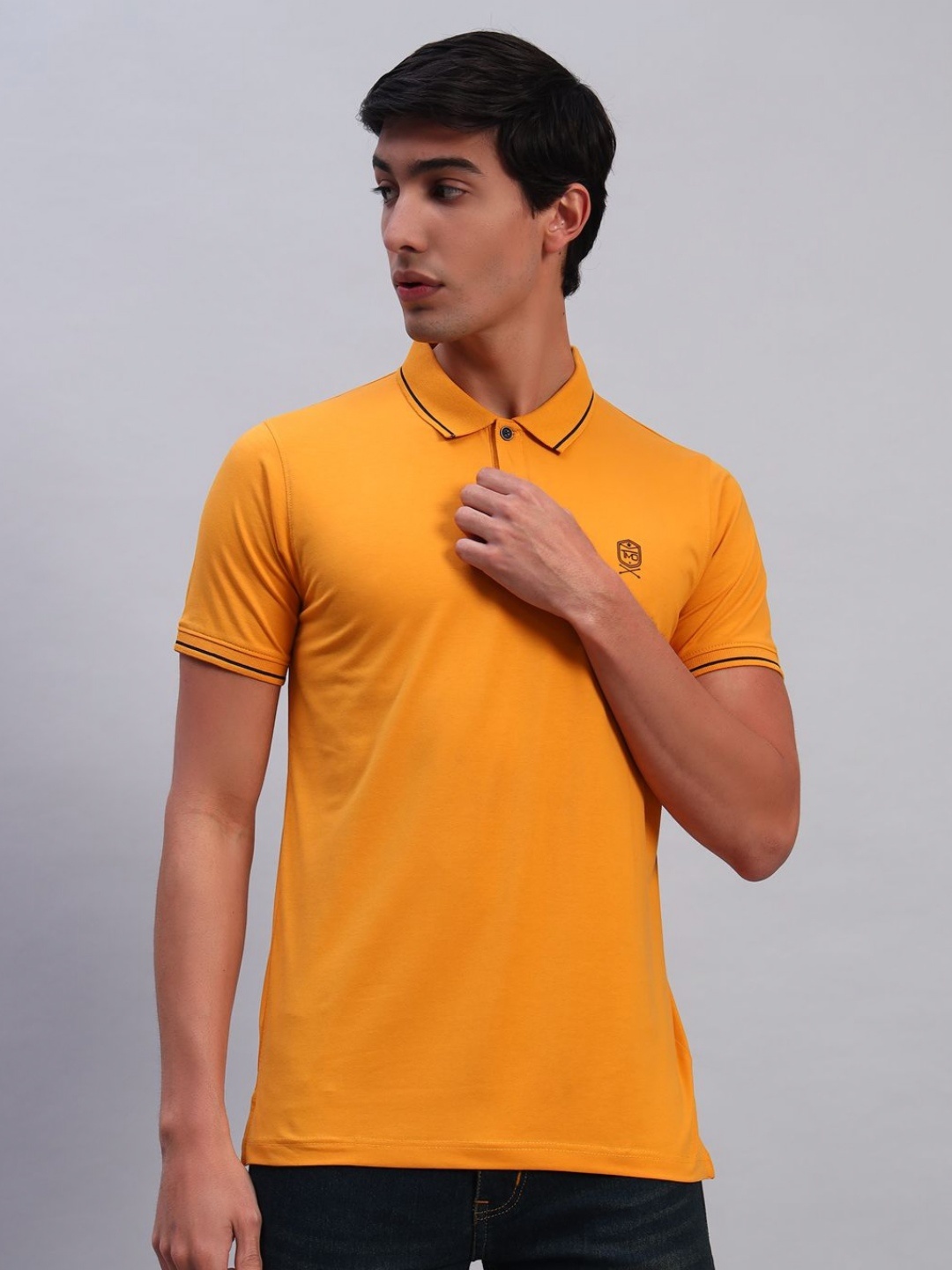 

TMO Men Solid Polo Collar Cotton T-shirt, Yellow