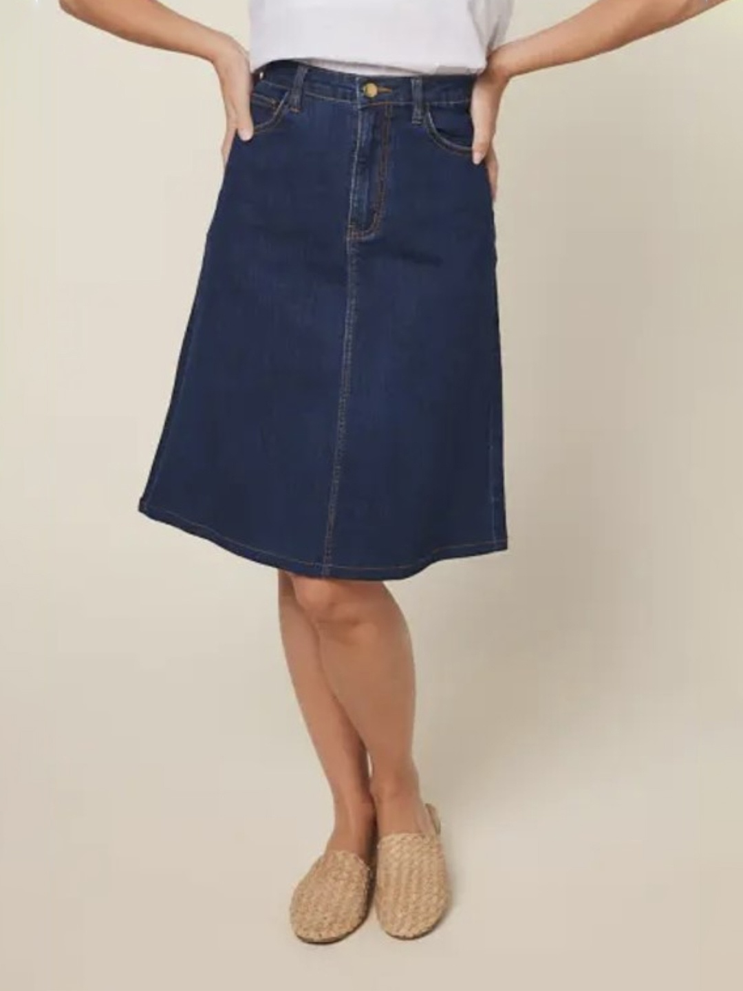 

Tripursundari Fashion Women Denim A-Line Skirt, Navy blue