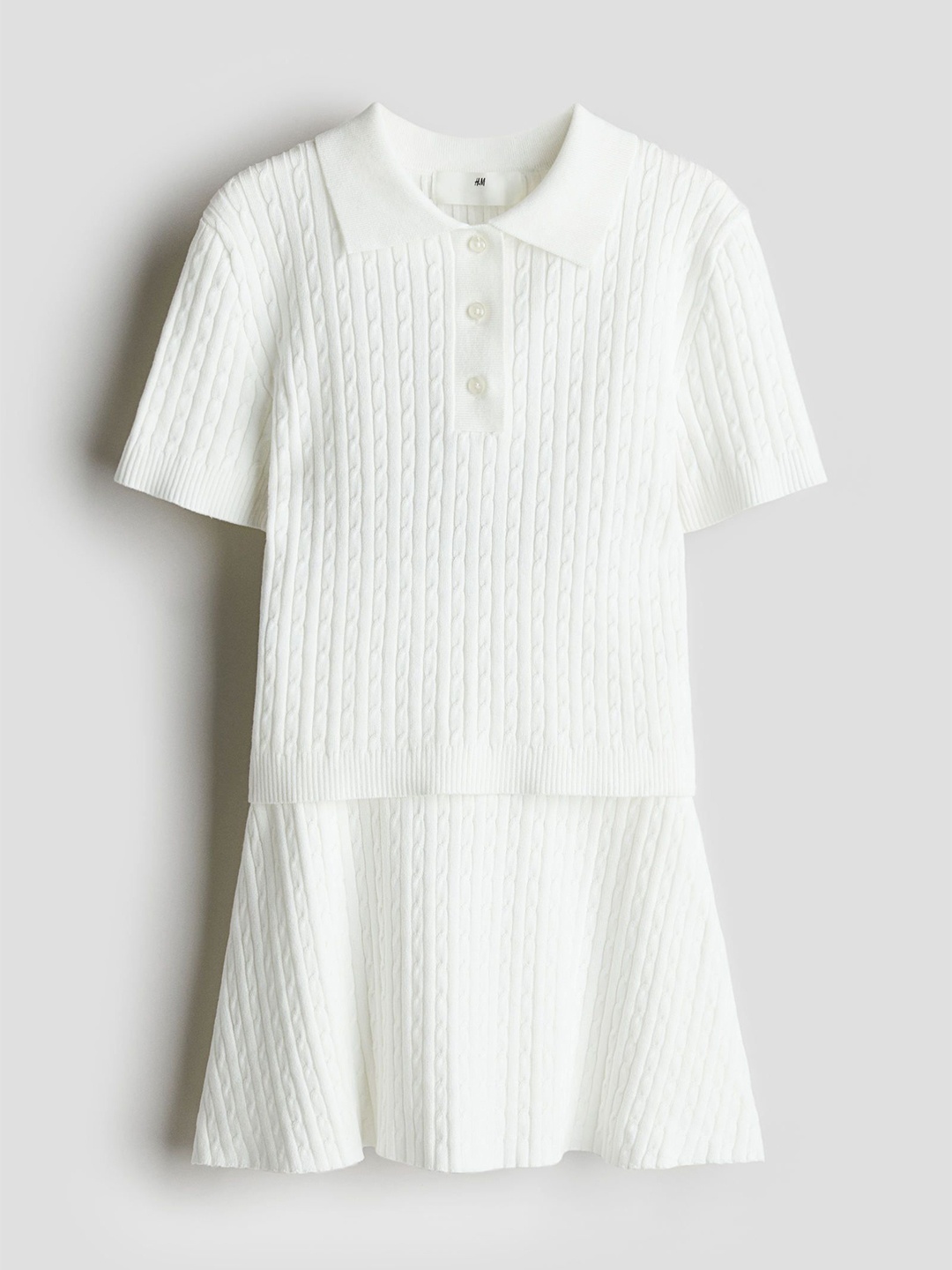 

H&M Girls 2-Piece Cable-Knit Set, White