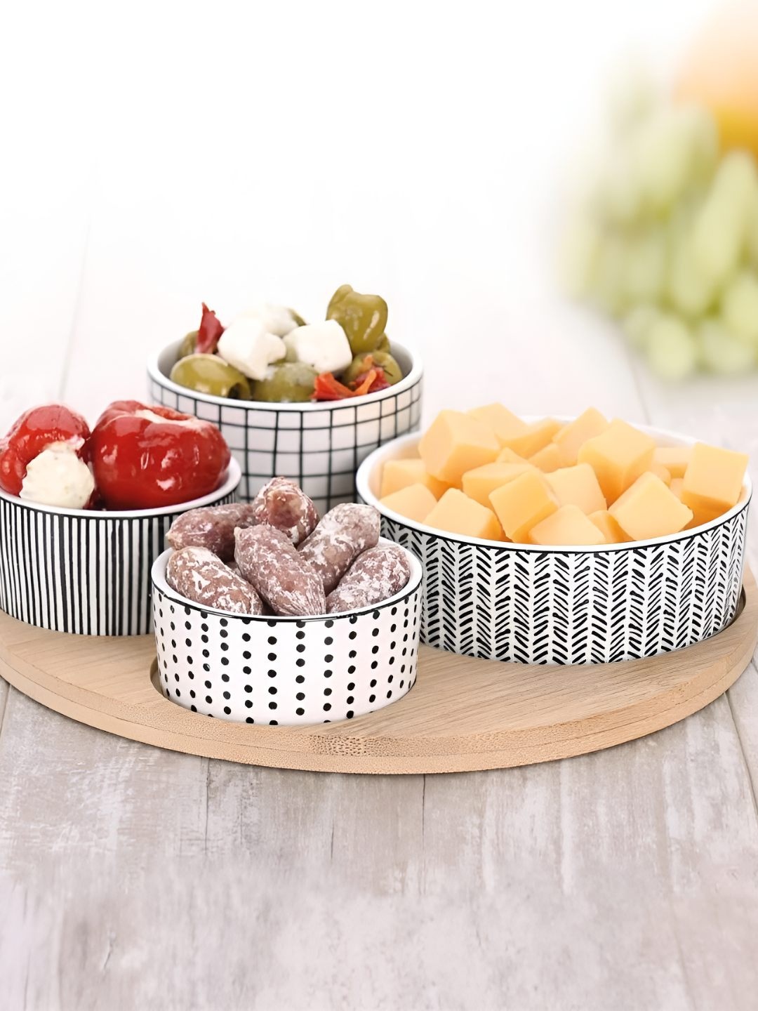 

The Better Home White 4 Pieces Printed Ceramic Dishwasher and Microwave Safe Bowls