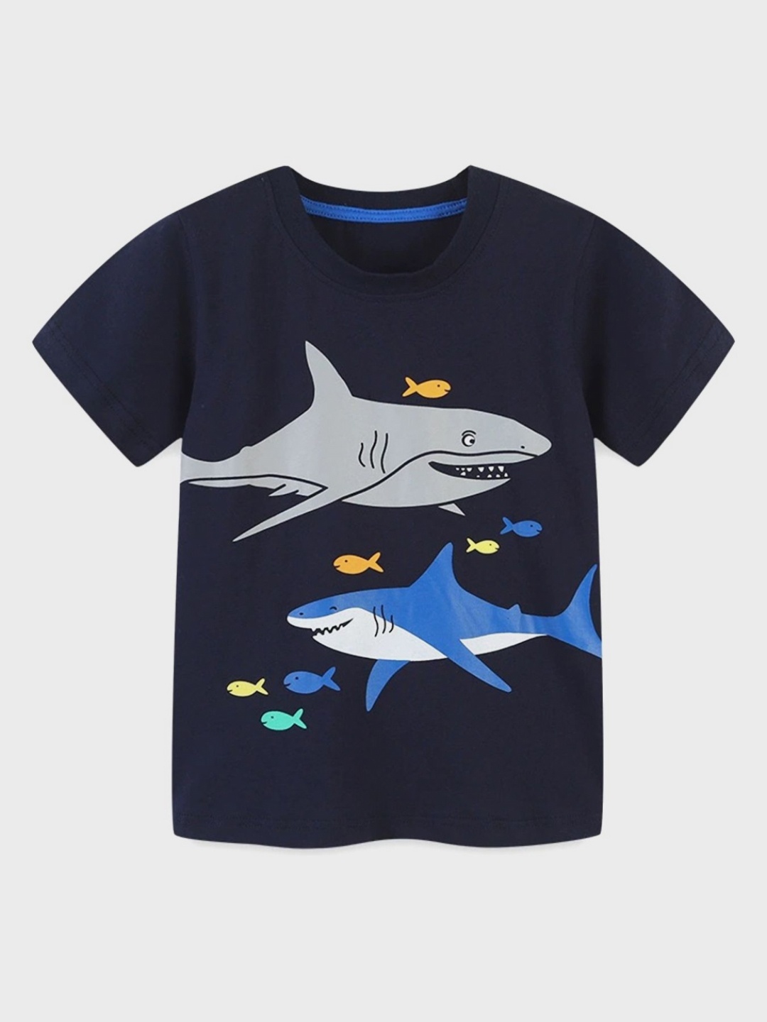 

LULU & SKY Boys Graphic Printed Round Neck Cotton T-shirt, Navy blue