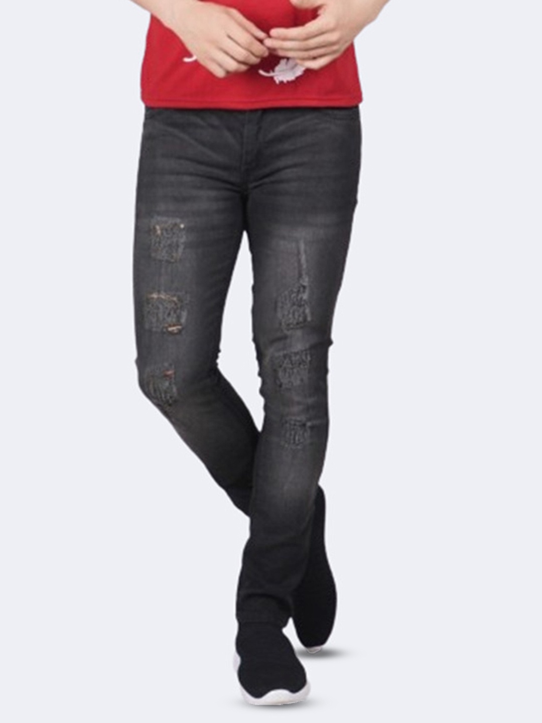 

COMFITS Men Classic Highly Distressed Light Fade Stretchable Jeans, Grey