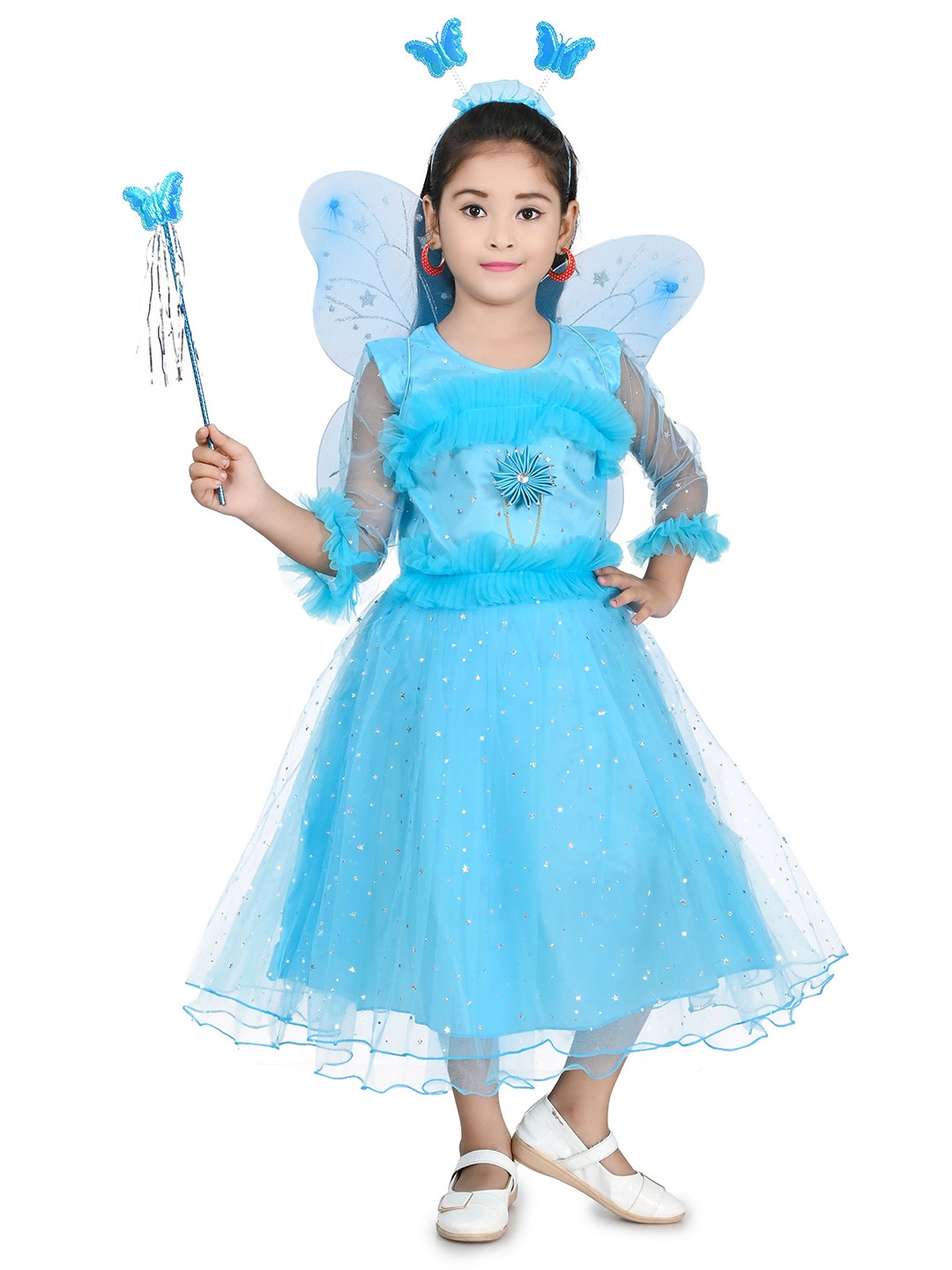 

Zenat Girls Ruffled Fit & Flare Dress, Blue