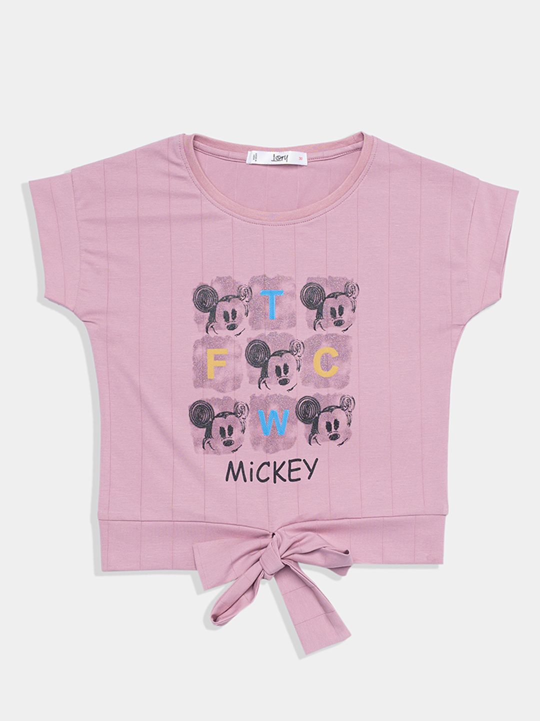 

GFO Girl Mickey Mouse Cartoon Print Extended Sleeves Cotton Tshirt, Lavender