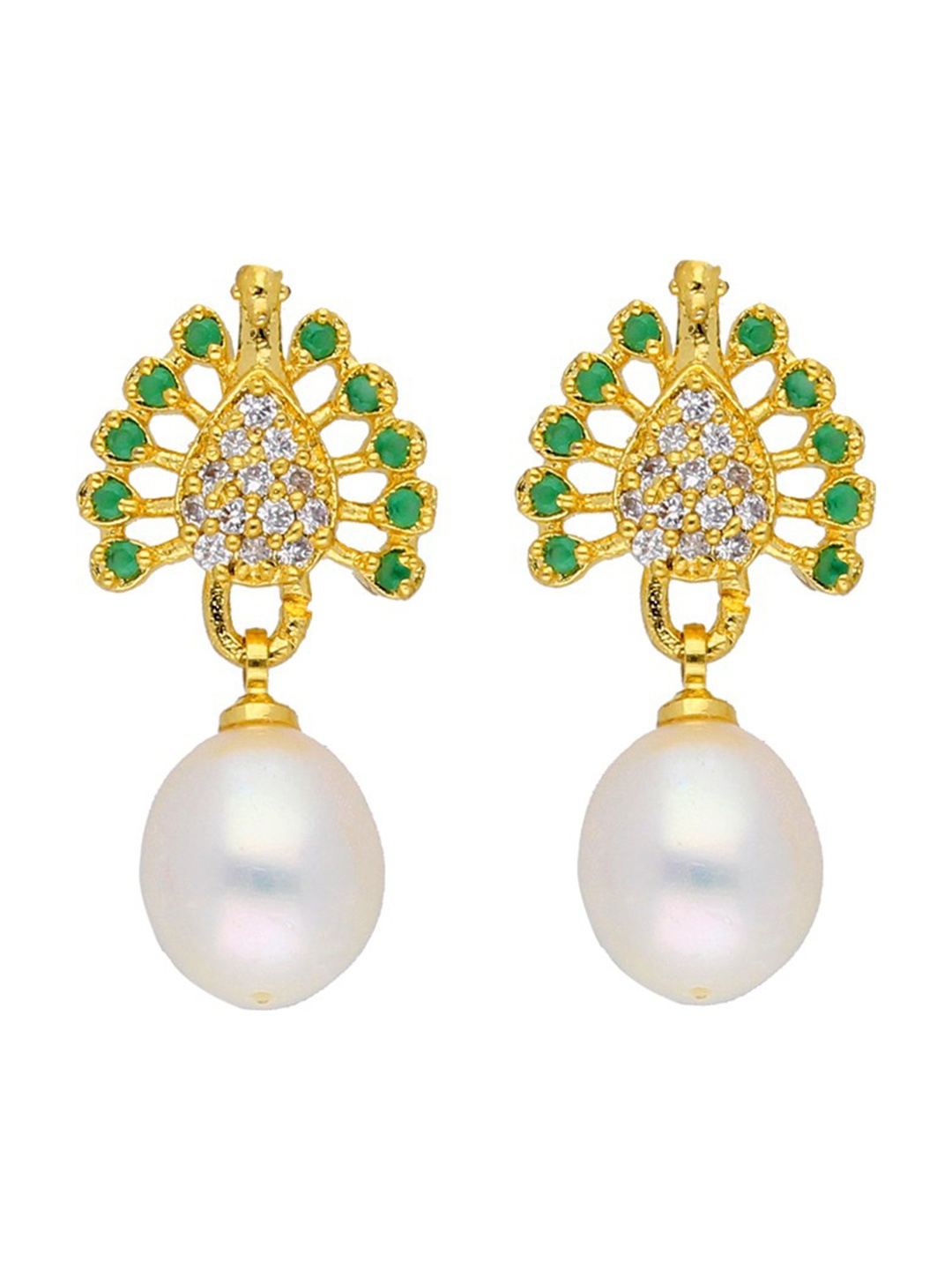 

Sri Jagdamba Pearls Dealer Gold-Plated Contemporary Pearl Drop Earrings