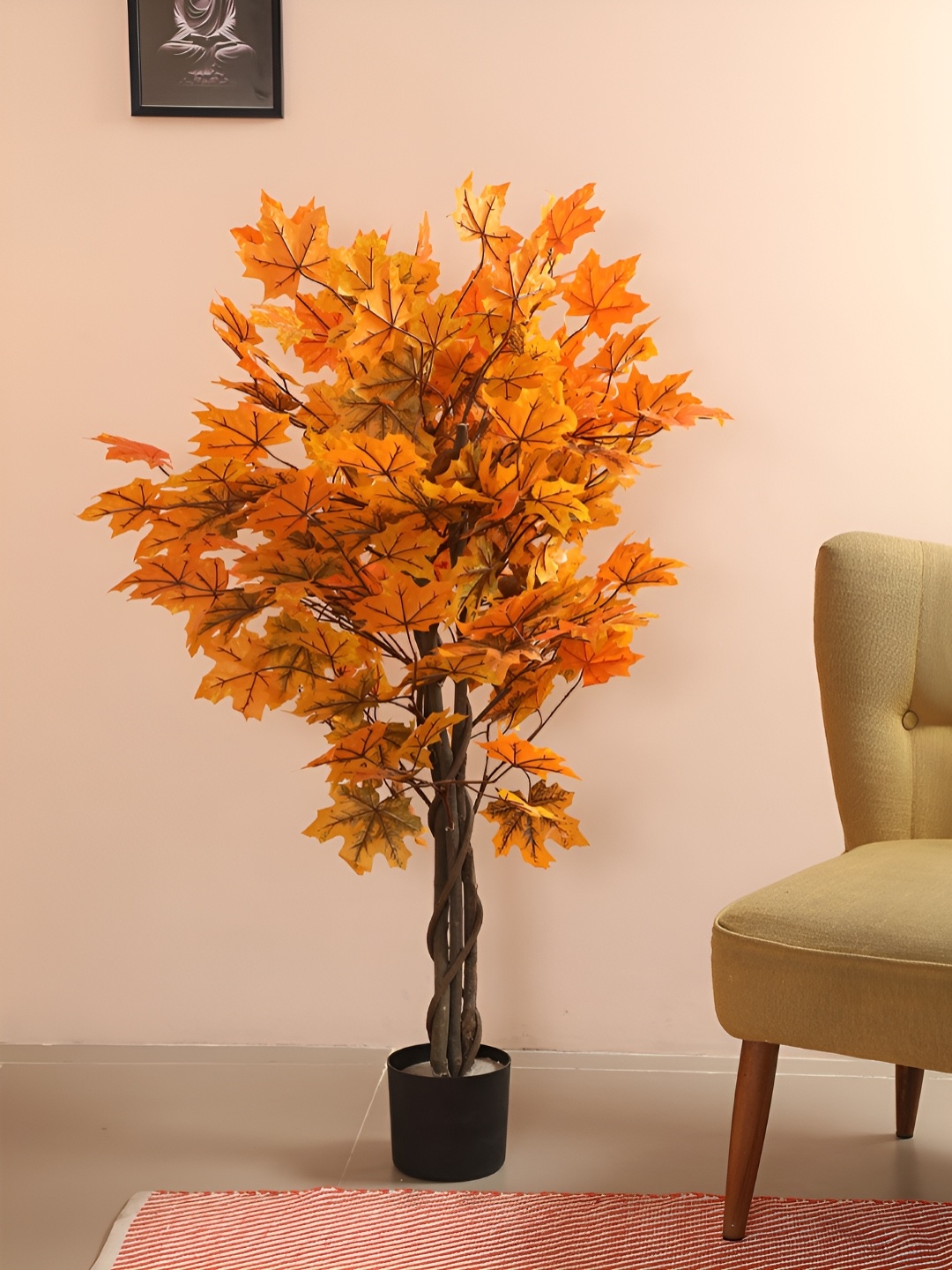 

Home Bloom Green & Black Artificial Maple Tree Plant With Pot, Orange