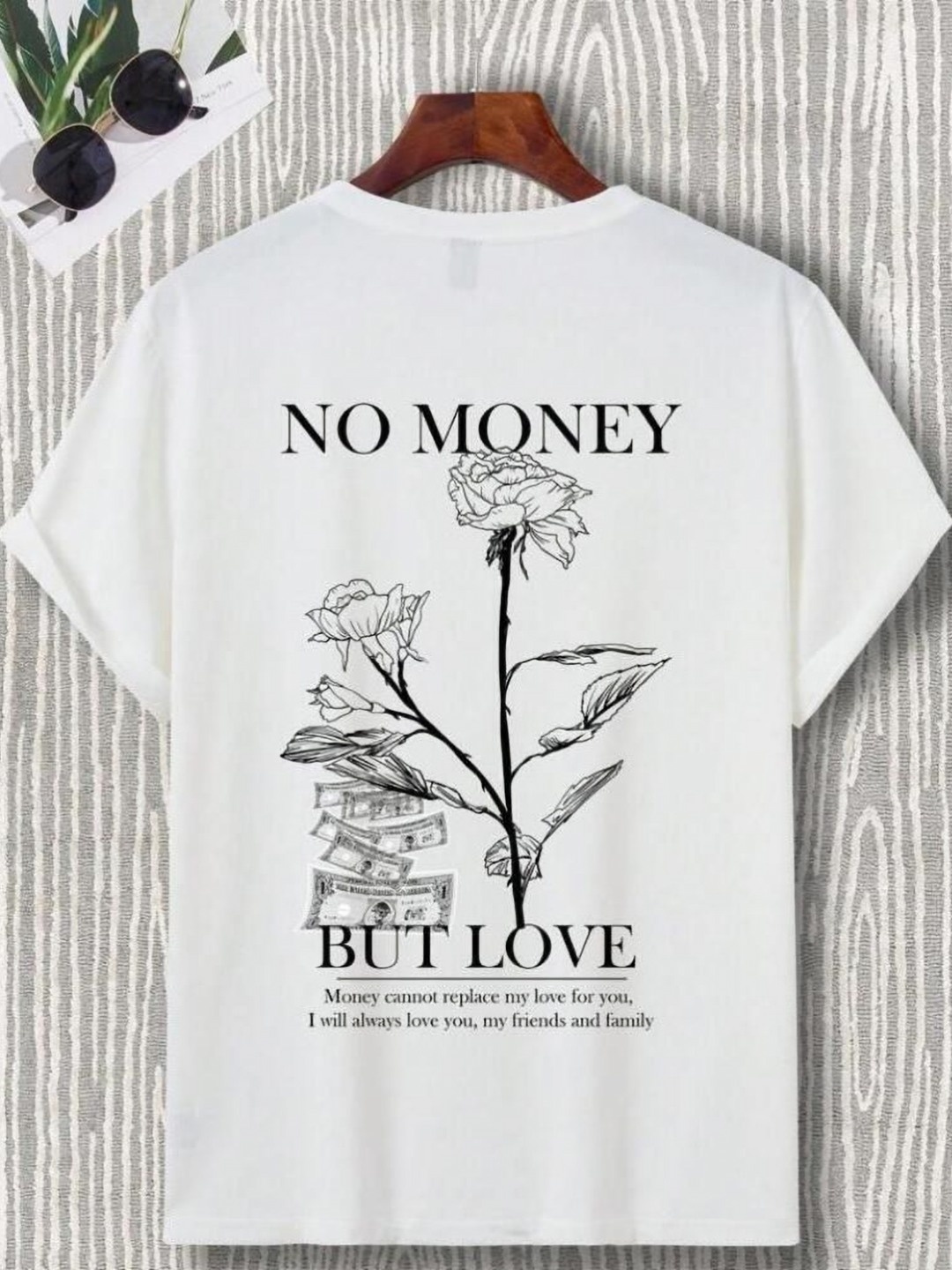 

Unicus Apparel Floral Printed Cotton Henley Neck Raw Edge T-shirt, White