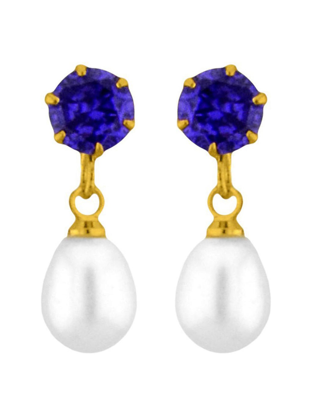 

Sri Jagdamba Pearls Dealer Gold-Plated Contemporary Pearl Drop Earrings, White