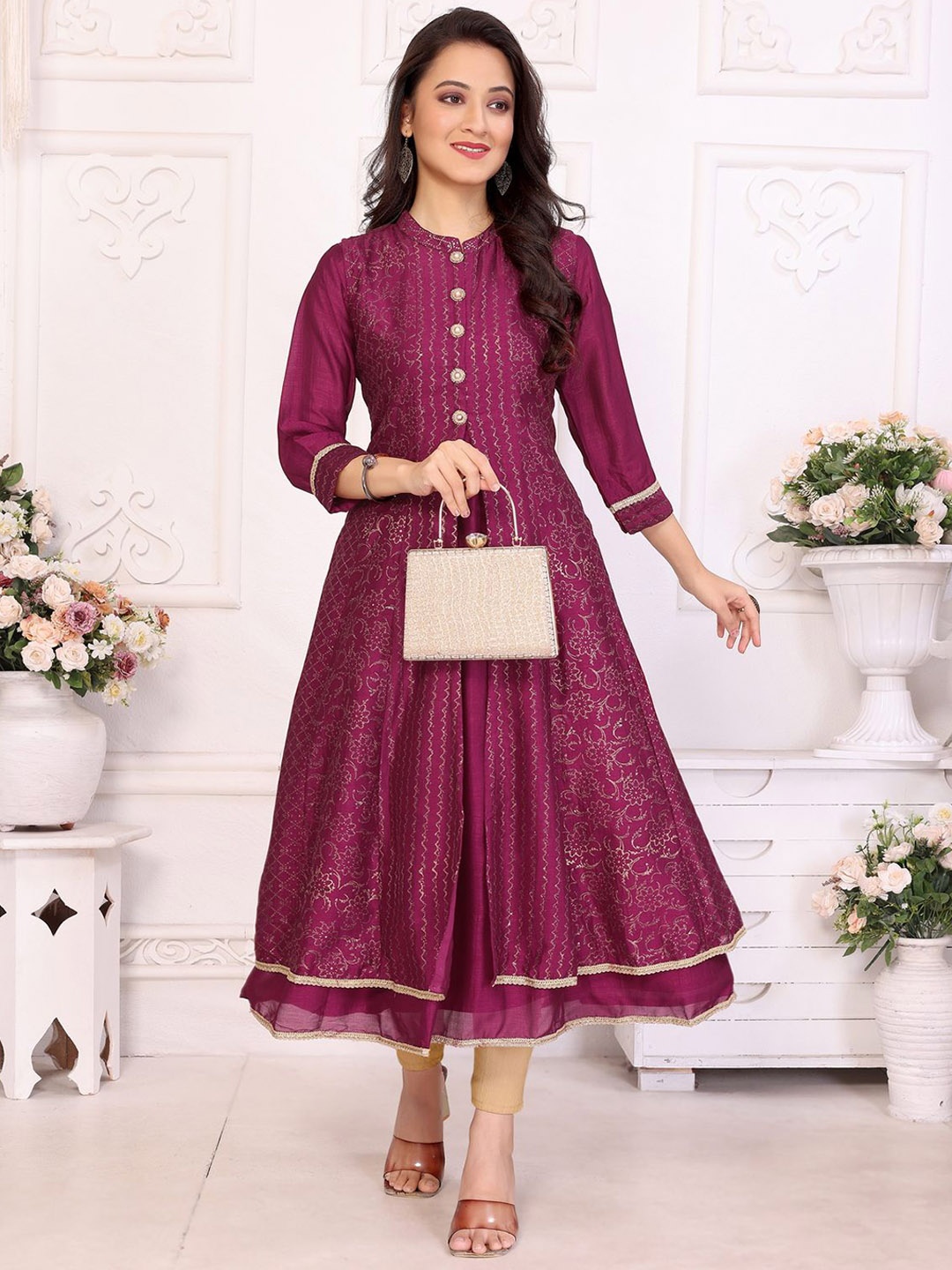 

Rangita Floral Printed Anarkali Kurta, Purple