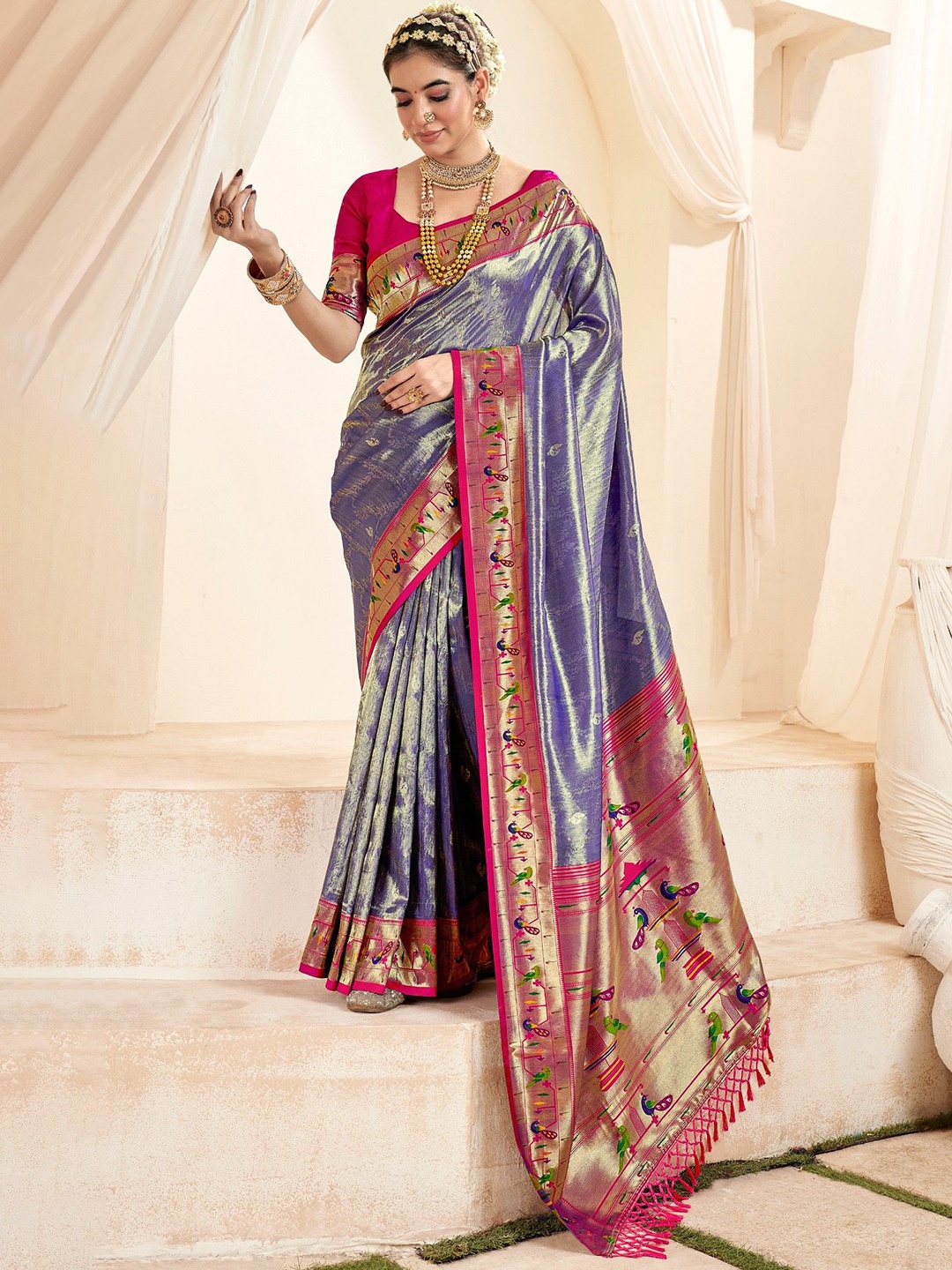 

MySilkLove Woven Design Zari Paithani Saree, Blue