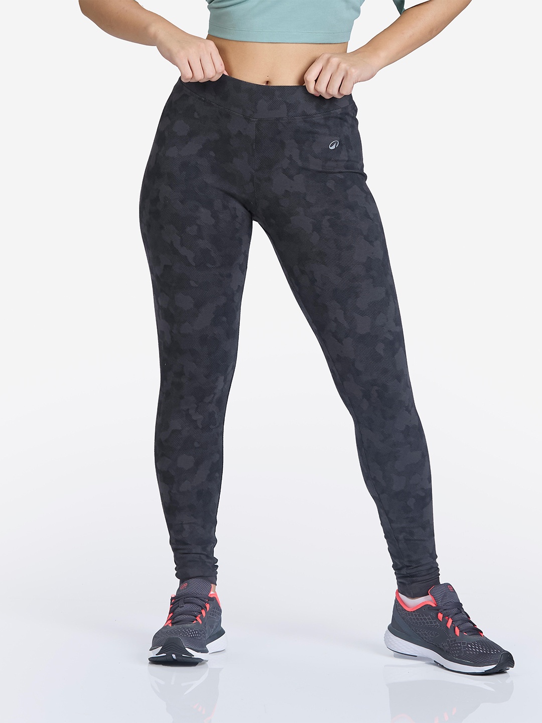 

Domyos By Decathlon Women Printed Ankle Length Cotton Leggings, Grey