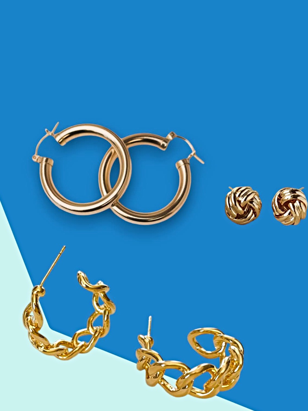 

Proplady Set Of 3 Gold Plated German Silver Earrings