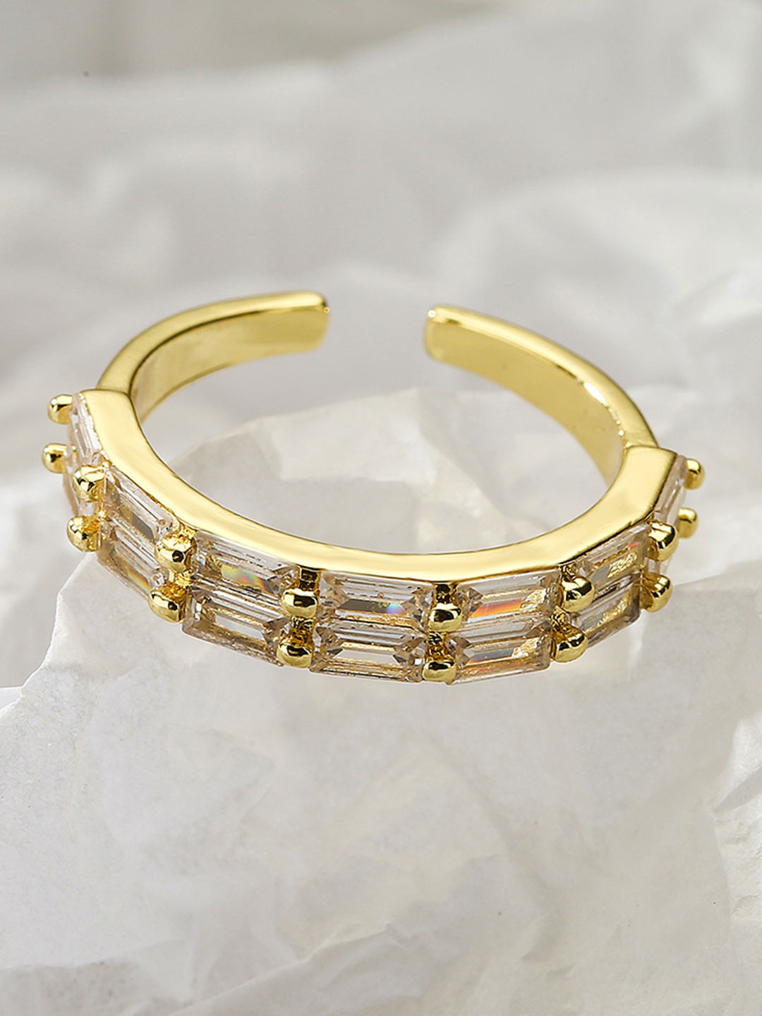 

Just Lil Things Artificial Stones Studded Finger Ring, Gold