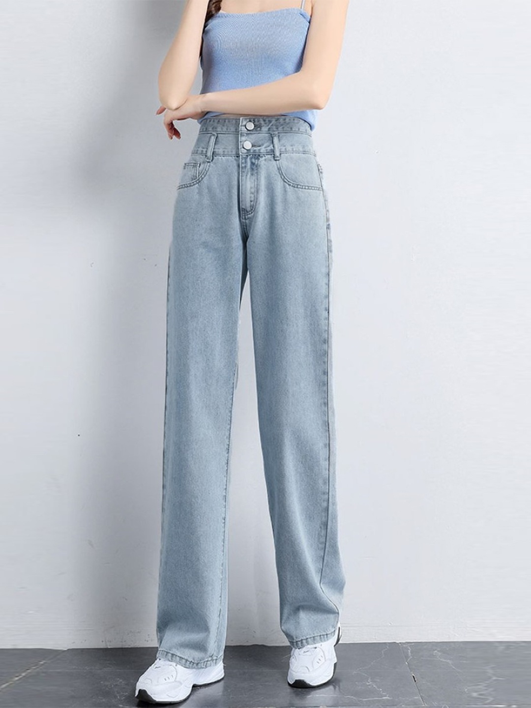 

StyleCast Women Straight Fit High-Rise Cotton Jeans, Blue