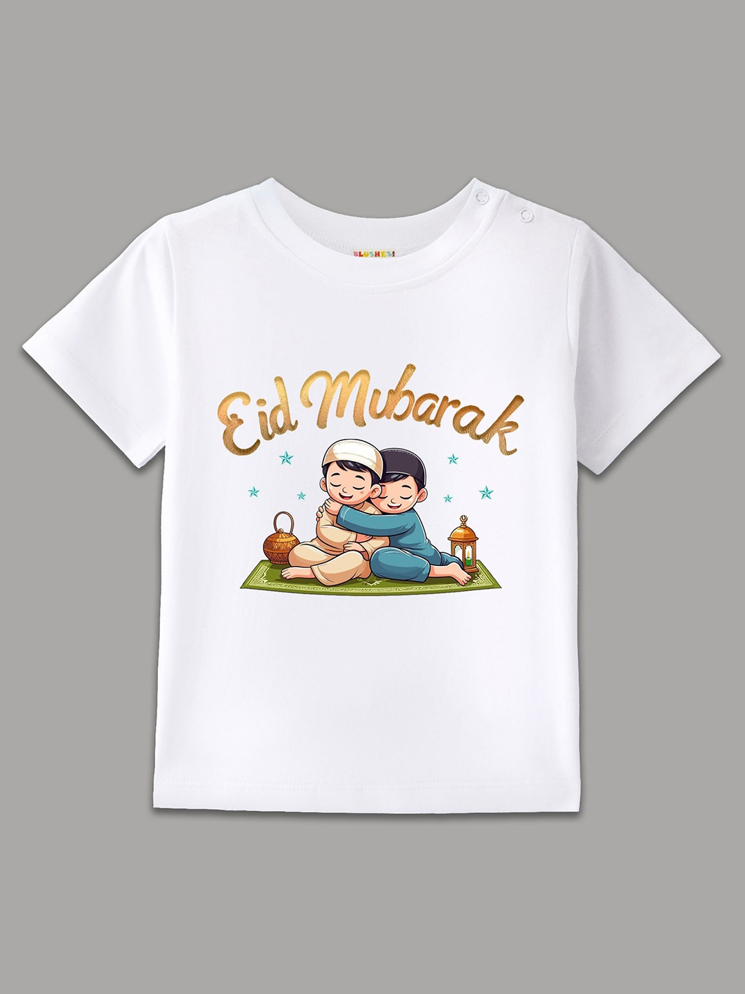 

BLUSHES Kids Graphic Printed Round Neck Cotton T-shirt, White