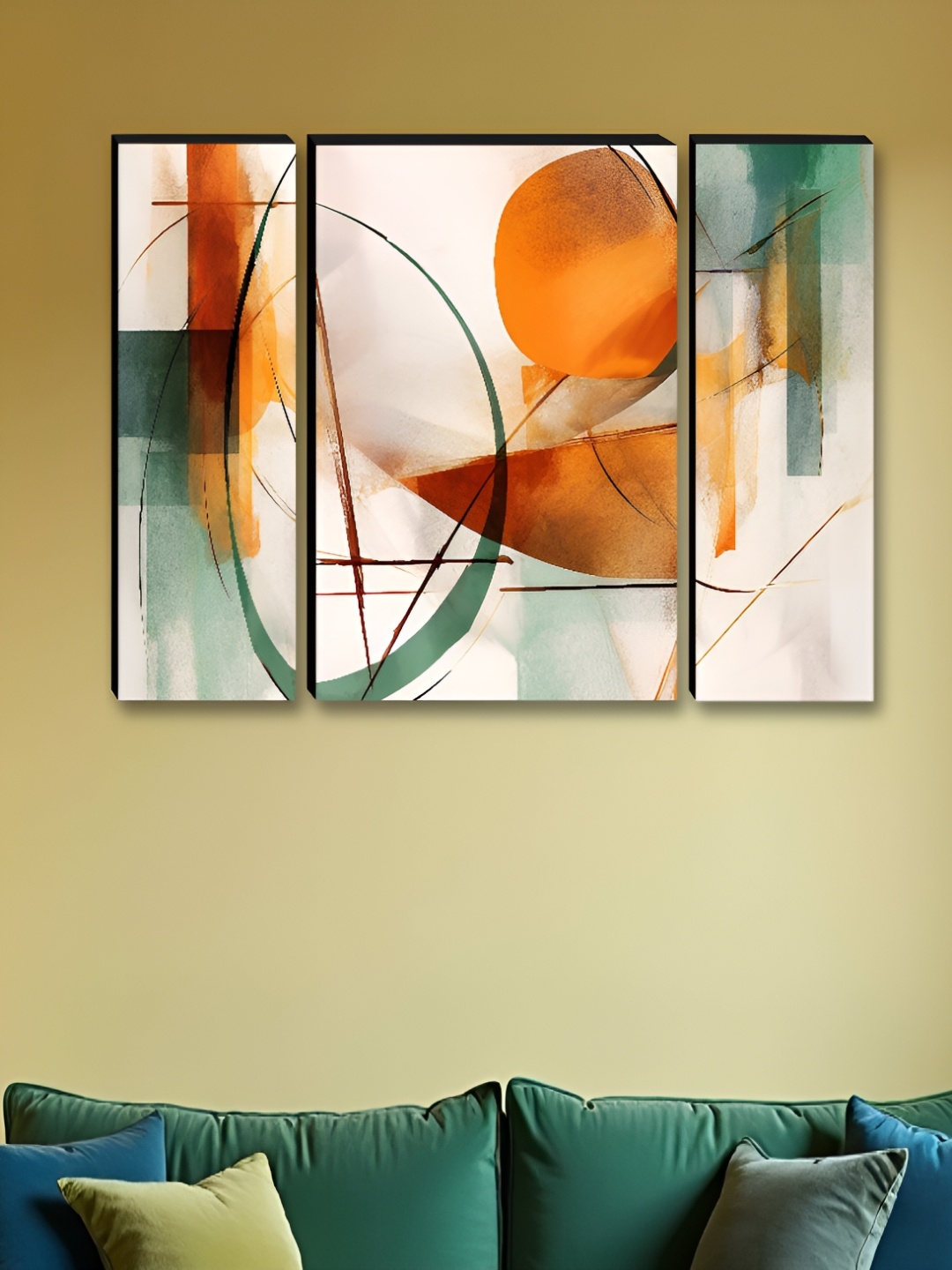 

Myntra Elegant Homes White & Green 3 Pieces Abstract Wall Art