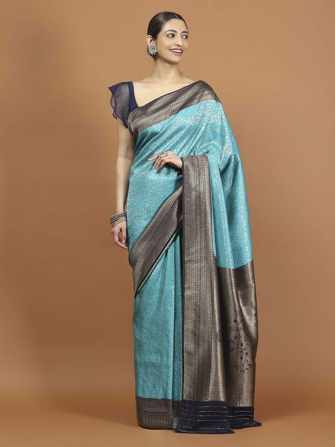 

Meena Bazaar Woven Design Zari Saree, Blue