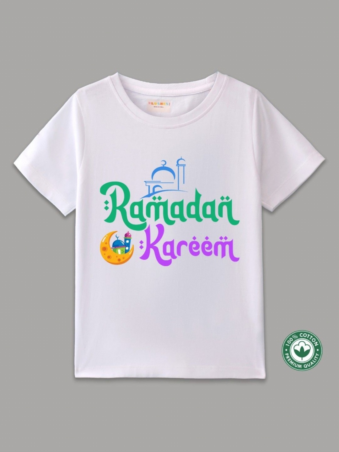 

BLUSHES Kids Typography Printed Round Neck Pure Cotton T-shirt, White