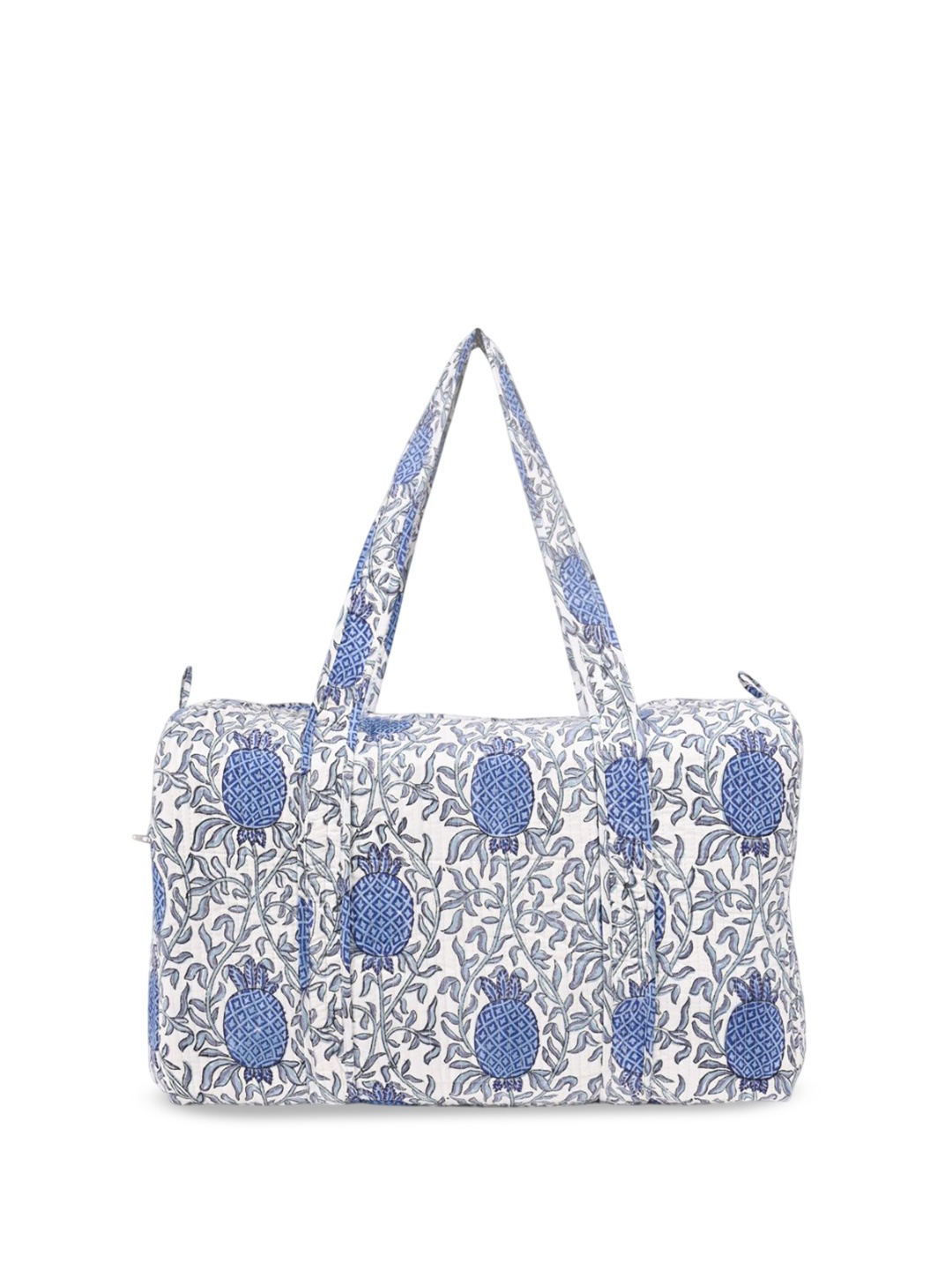 

Block N Style Floral Printed Large Quilted Cotton Duffel Bag, White