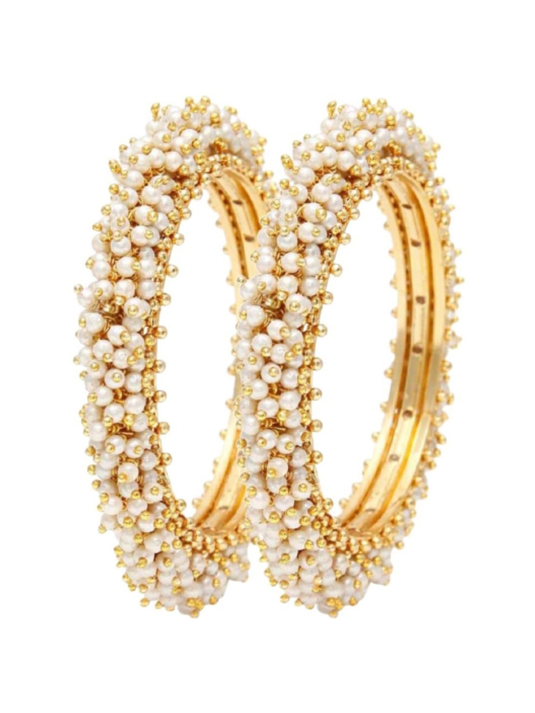 

Zindura Set Of 2 Gold-Plated & Beaded Bangles