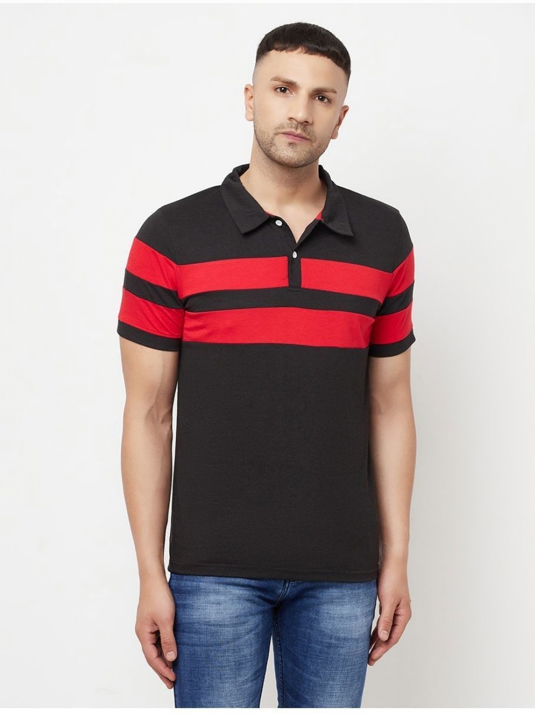 

Unicus Apparel Men Striped Round Neck Cotton T-shirt, Black
