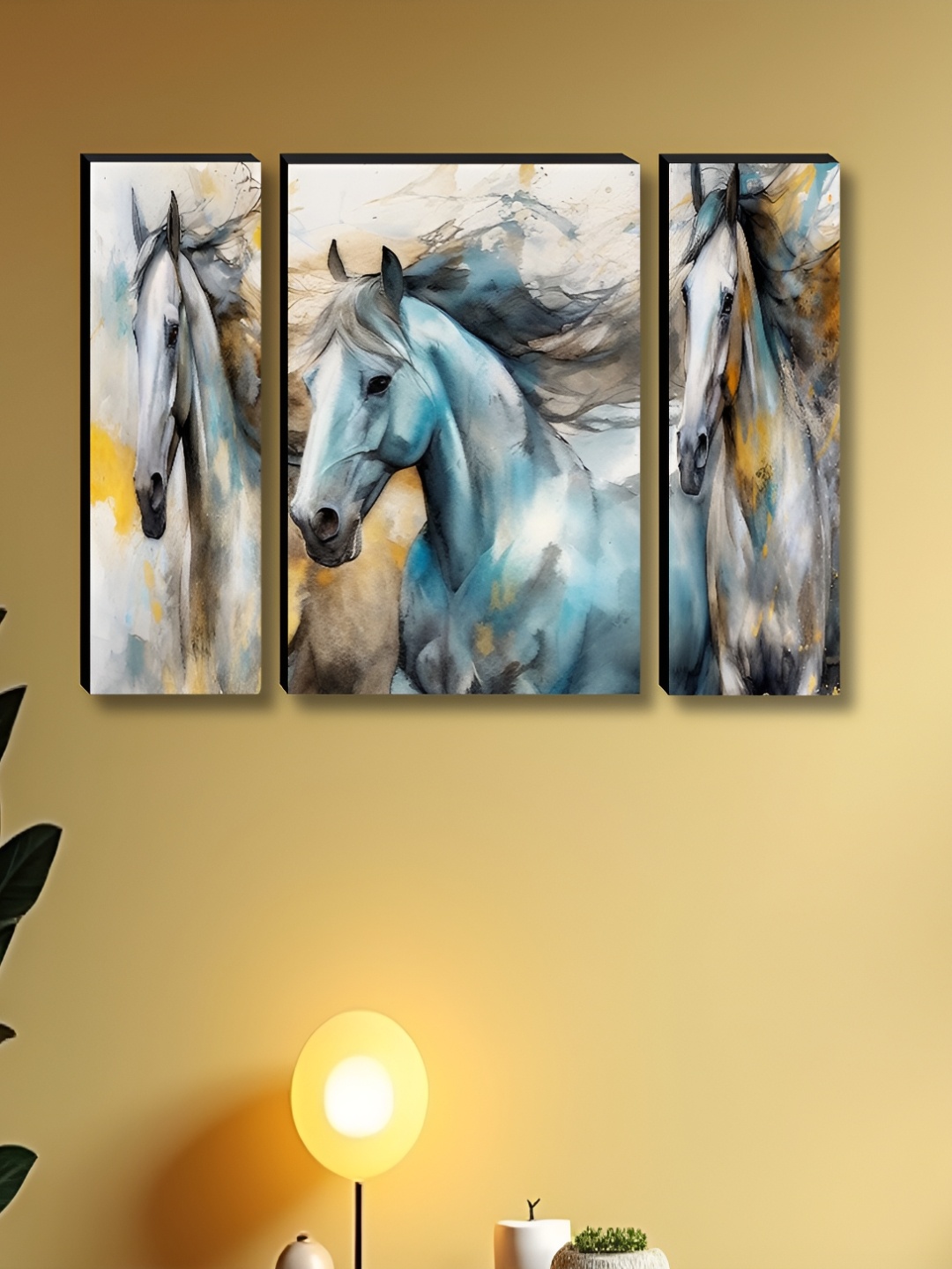 

Myntra Elegant Homes Grey & Blue 3 Pieces Horse Birds and Animals Wall Arts