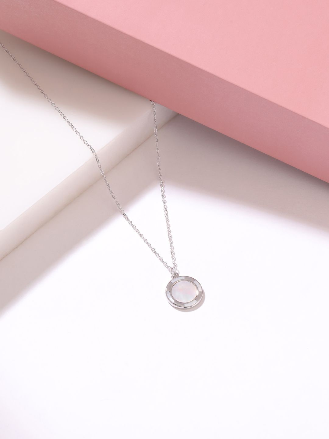 

Kicky And Perky Sterling Silver Silver Plated Stones Studded Pendants with Chains