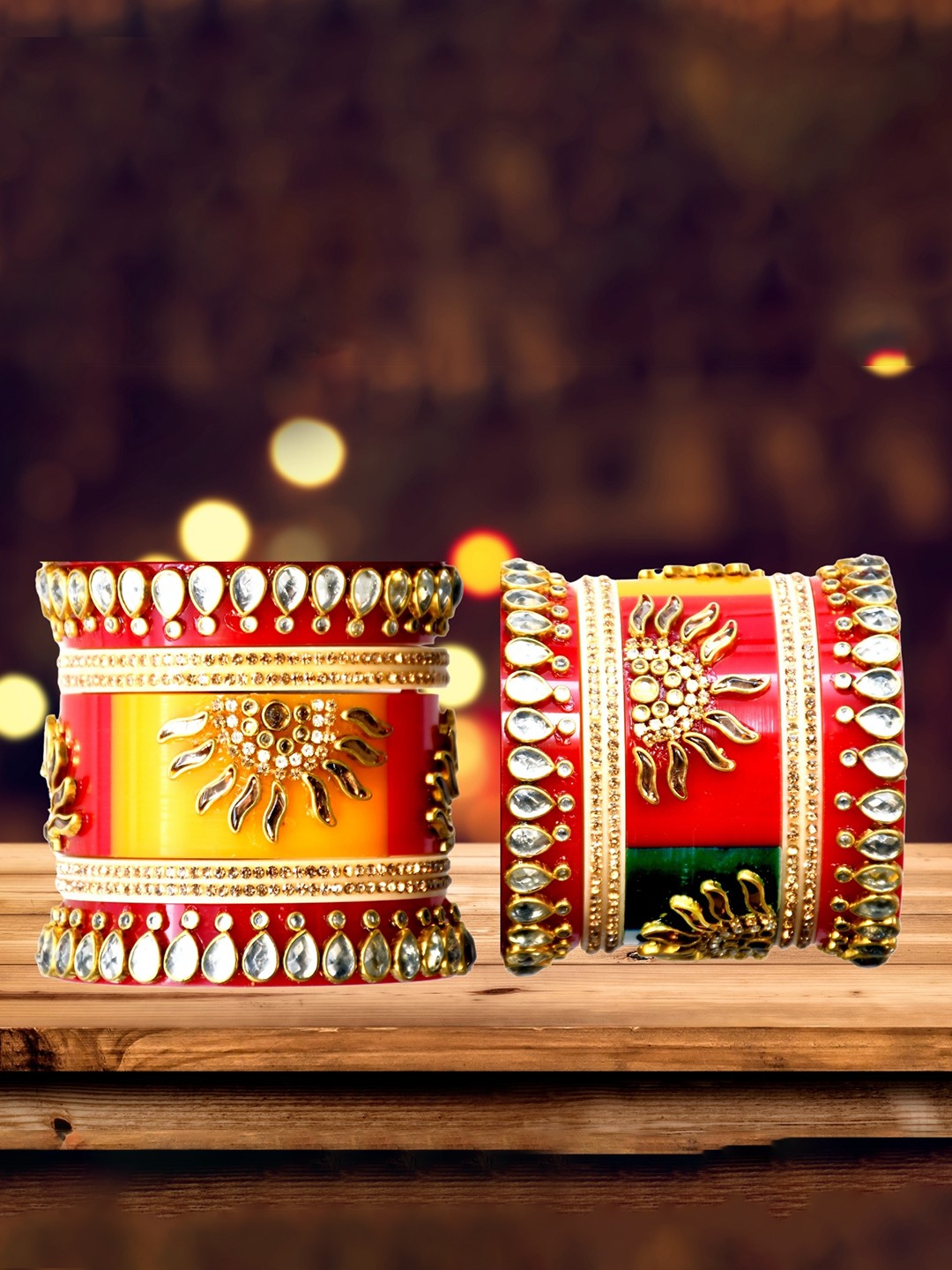 

Zindura Set Of 2 Gold-Plated American Diamond-Studded Chuda Bangles