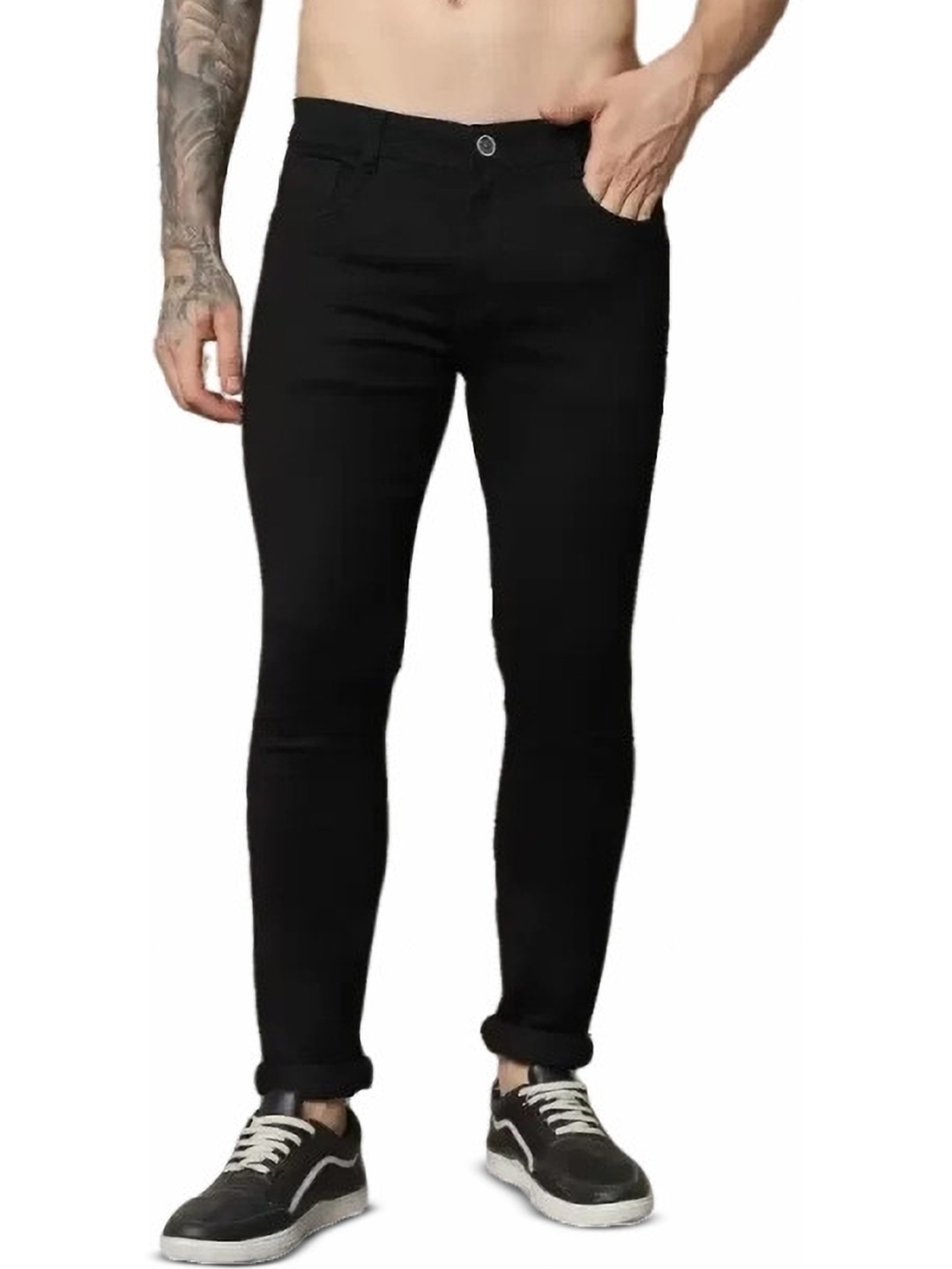 

COMFITS Men Classic Regular Fit Mid-Rise Stretchable Jeans, Black