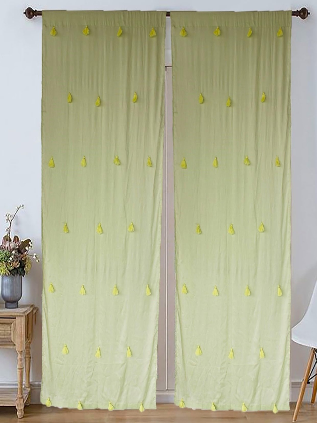 

Dekor World Multicoloured Set of 2 Embellished Sheer Window Curtain, Multi