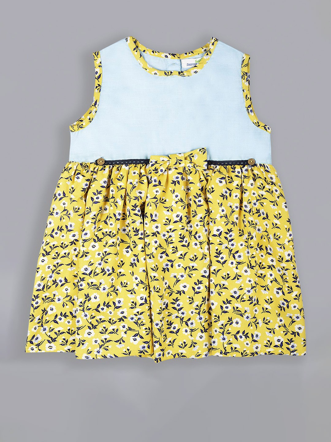 

ShopperTree Girls Floral Printed Bow Detail Fit & Flare Dress, Yellow
