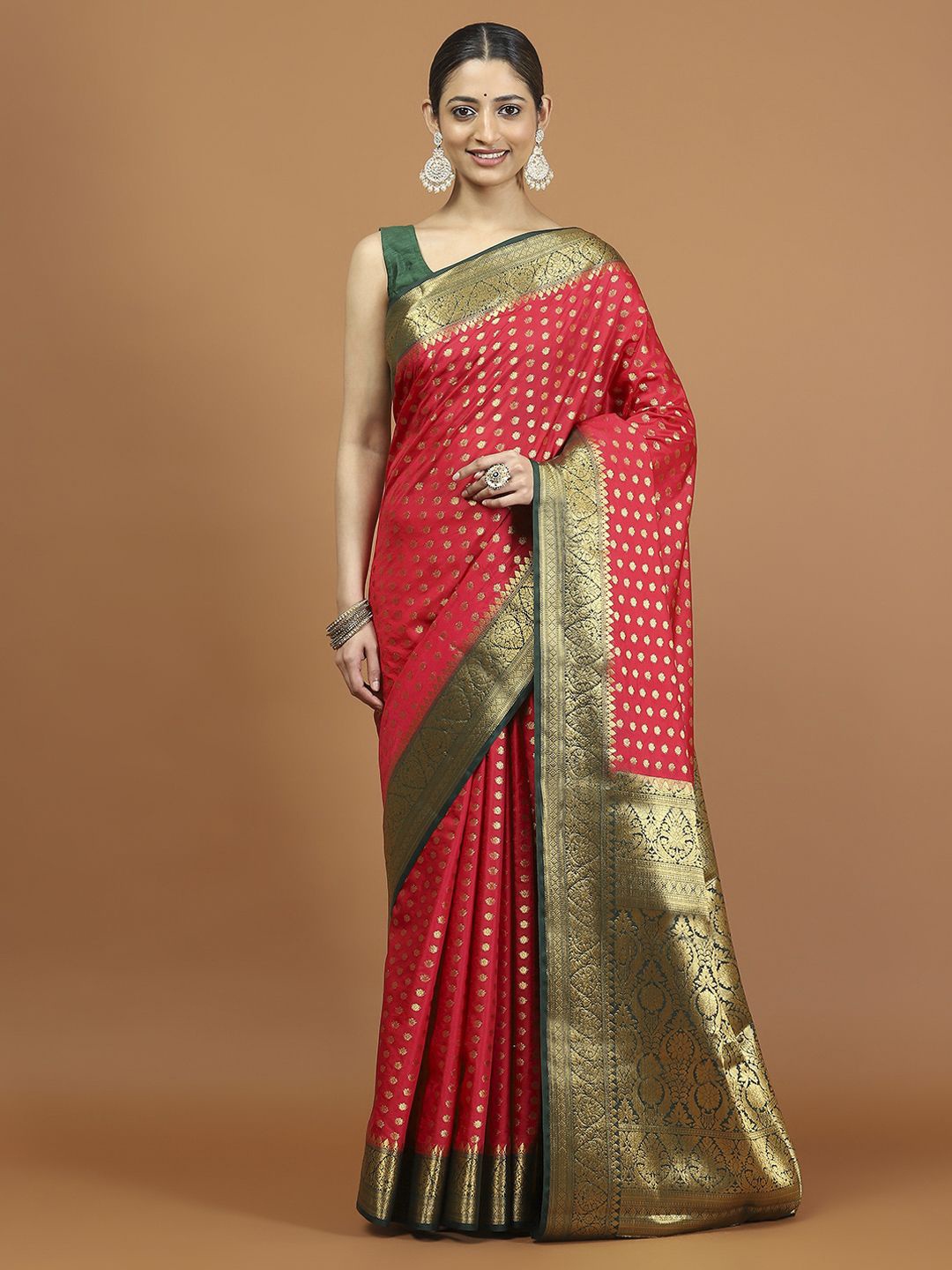 

Meena Bazaar Woven Design Zari Saree, Pink