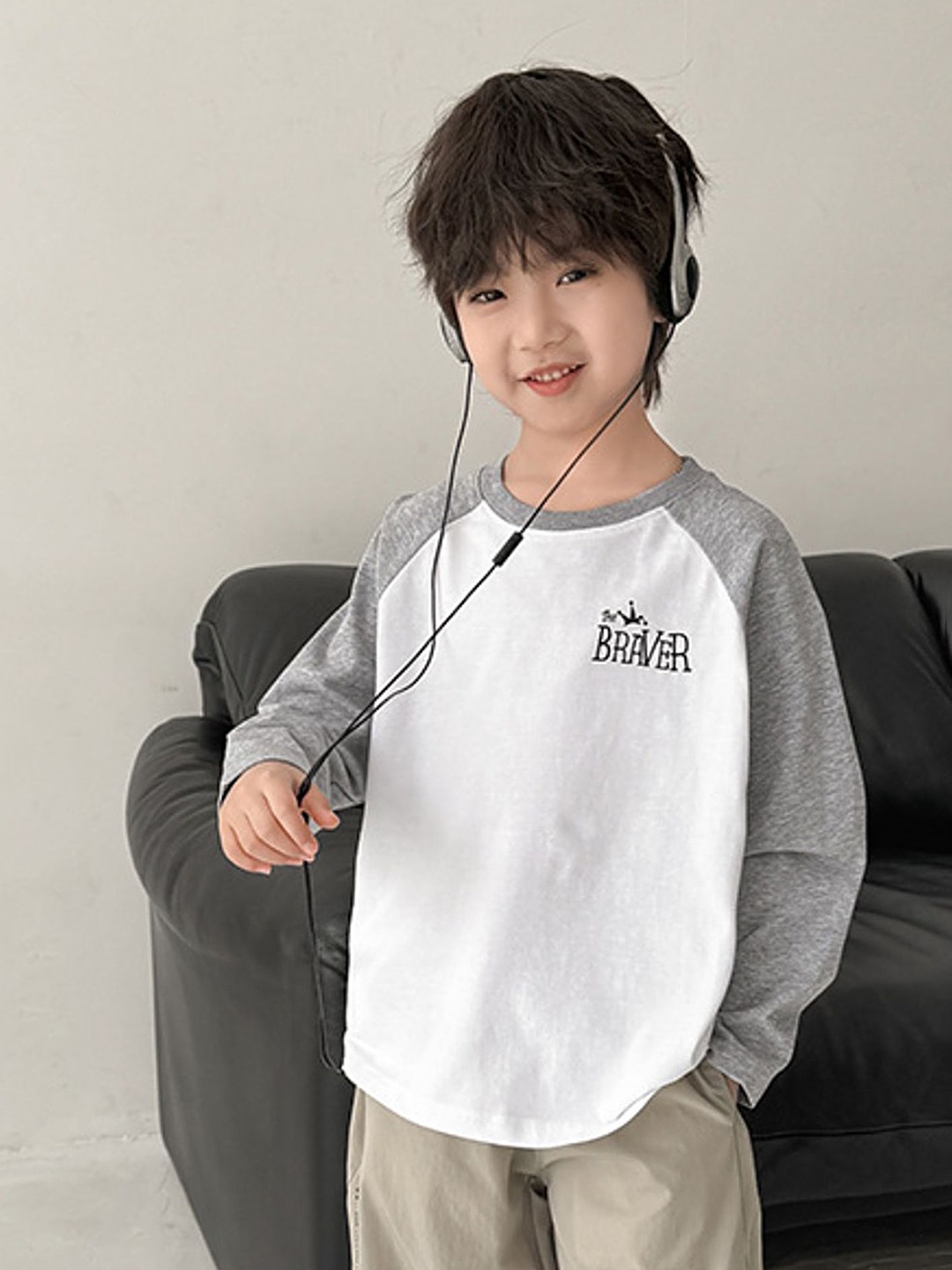 

LULU & SKY Boys Typography Printed Round Neck Cotton Relaxed Fit T-shirt, White