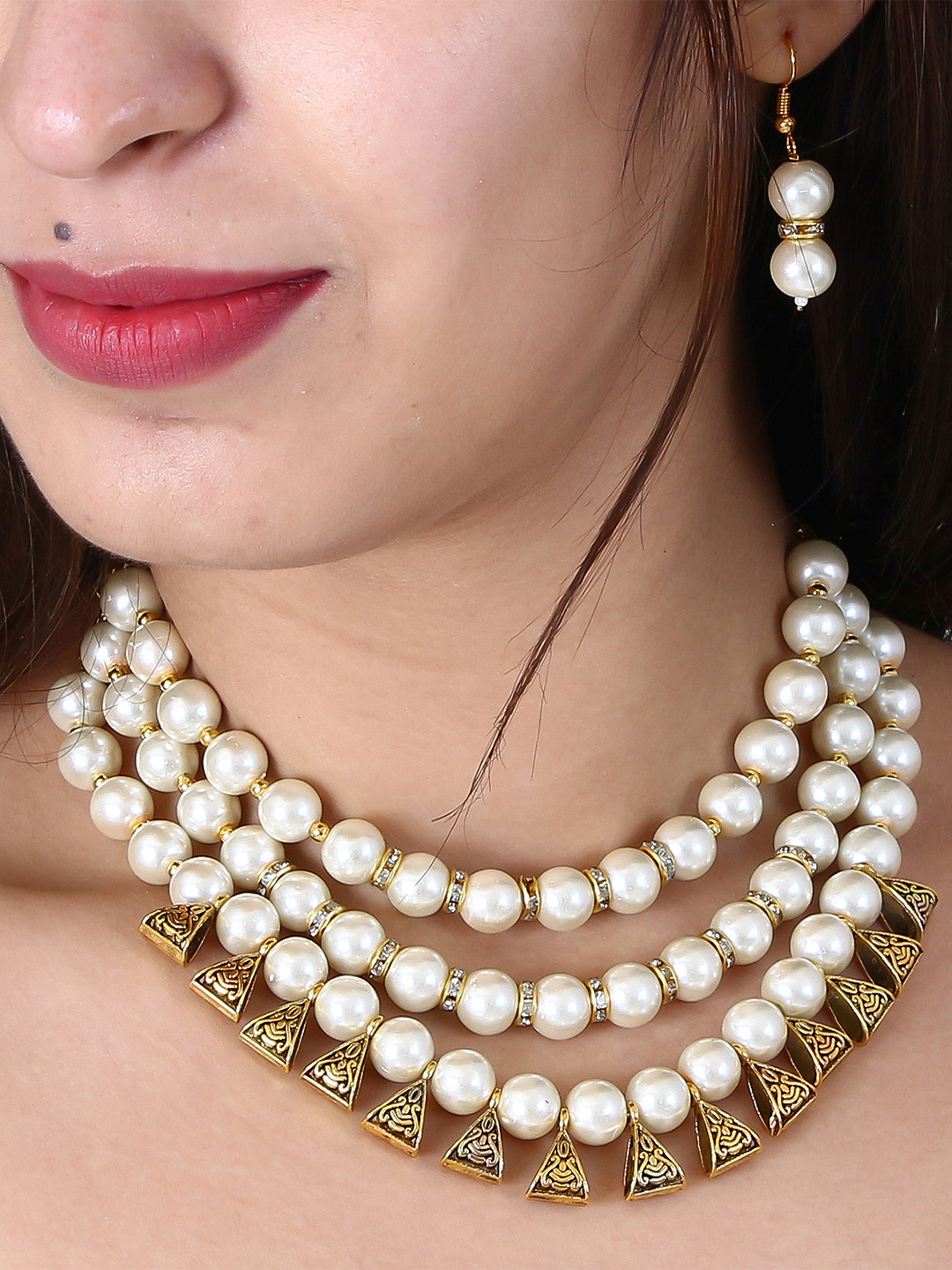 

ahoora Gold-Plated Beaded Necklace and Earrings