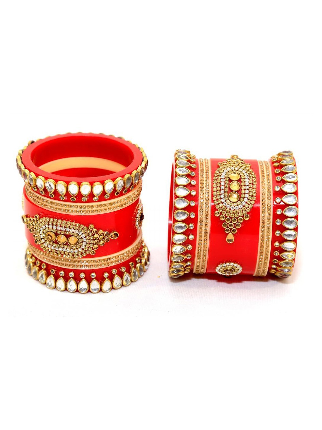 

Zindura Set Of 2 Gold Plated American Diamond Studded Chudas Bangles