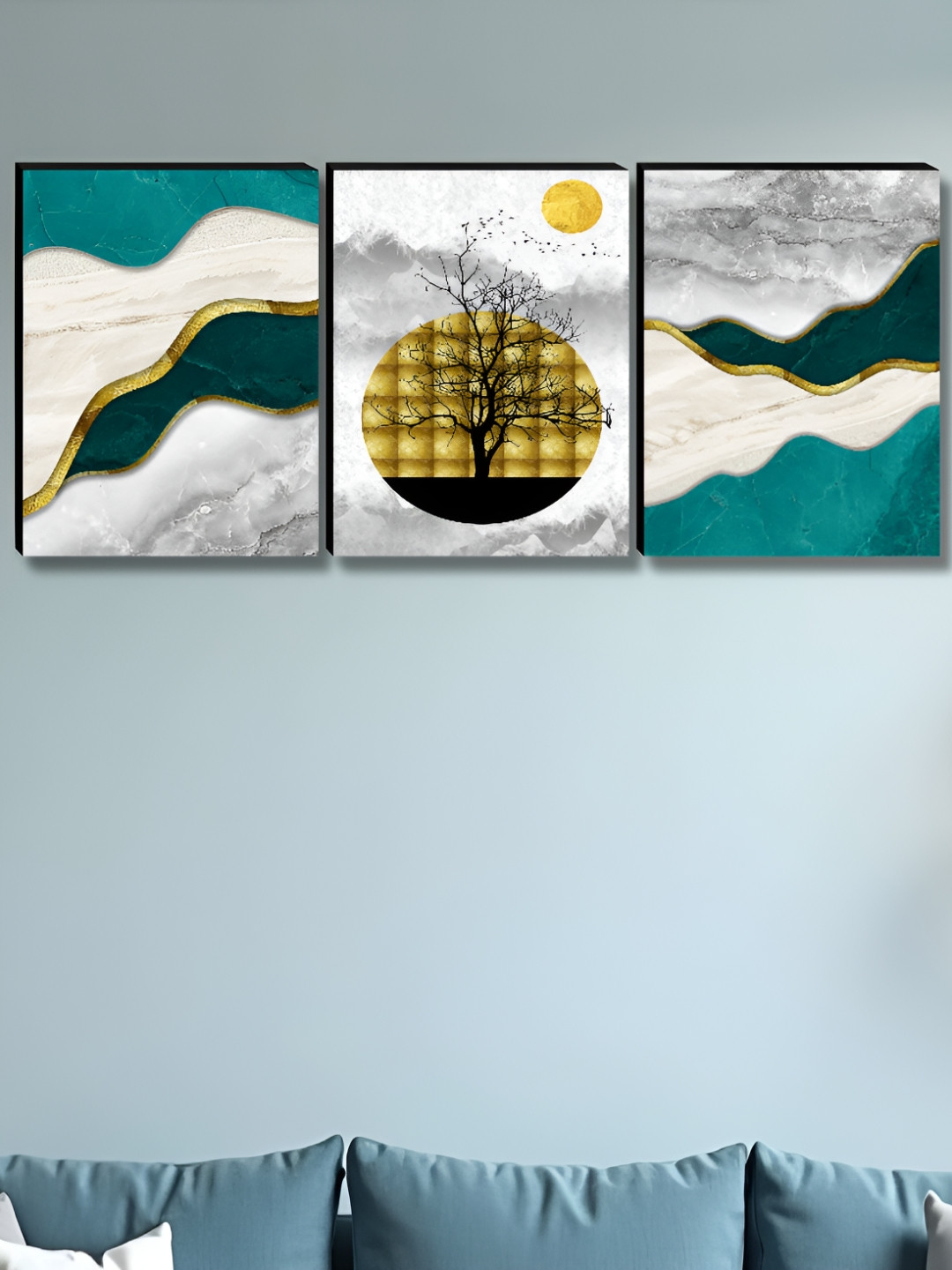 

Myntra Elegant Homes White & Gold-Toned 3 Pieces Tree & Moon Wall Art