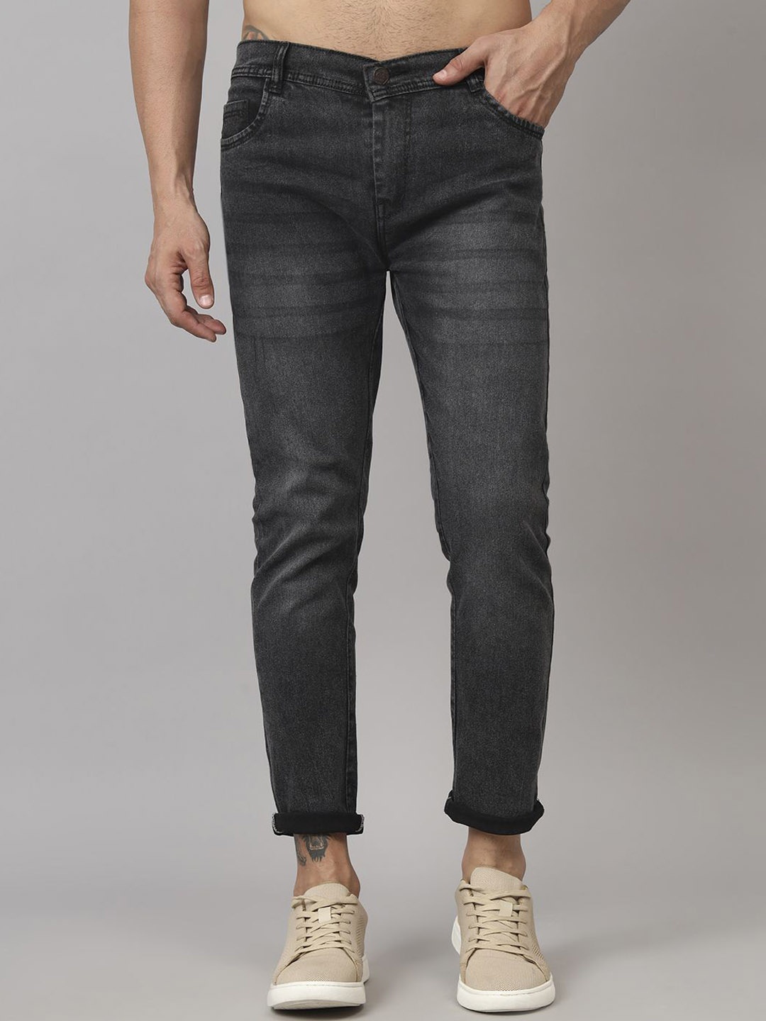 

COMFITS Men Classic Relaxed Fit Fade Jeans, Grey
