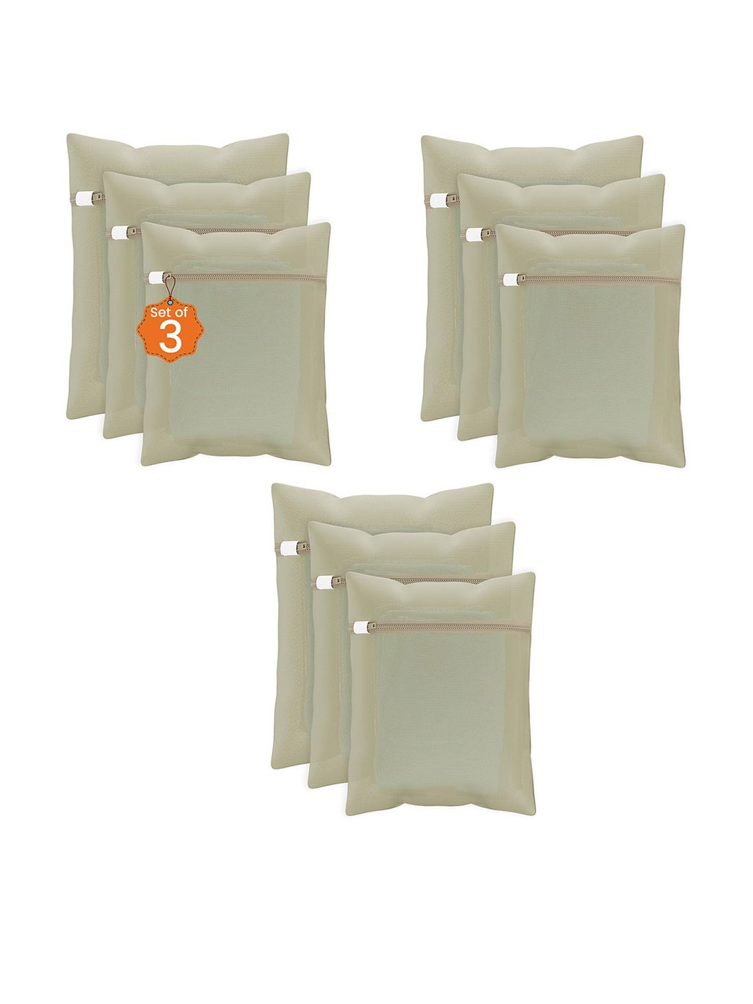 

Kuber Industries Beige 9 Pieces Reusable Rectangular Durable Laundry Bags With Zipper